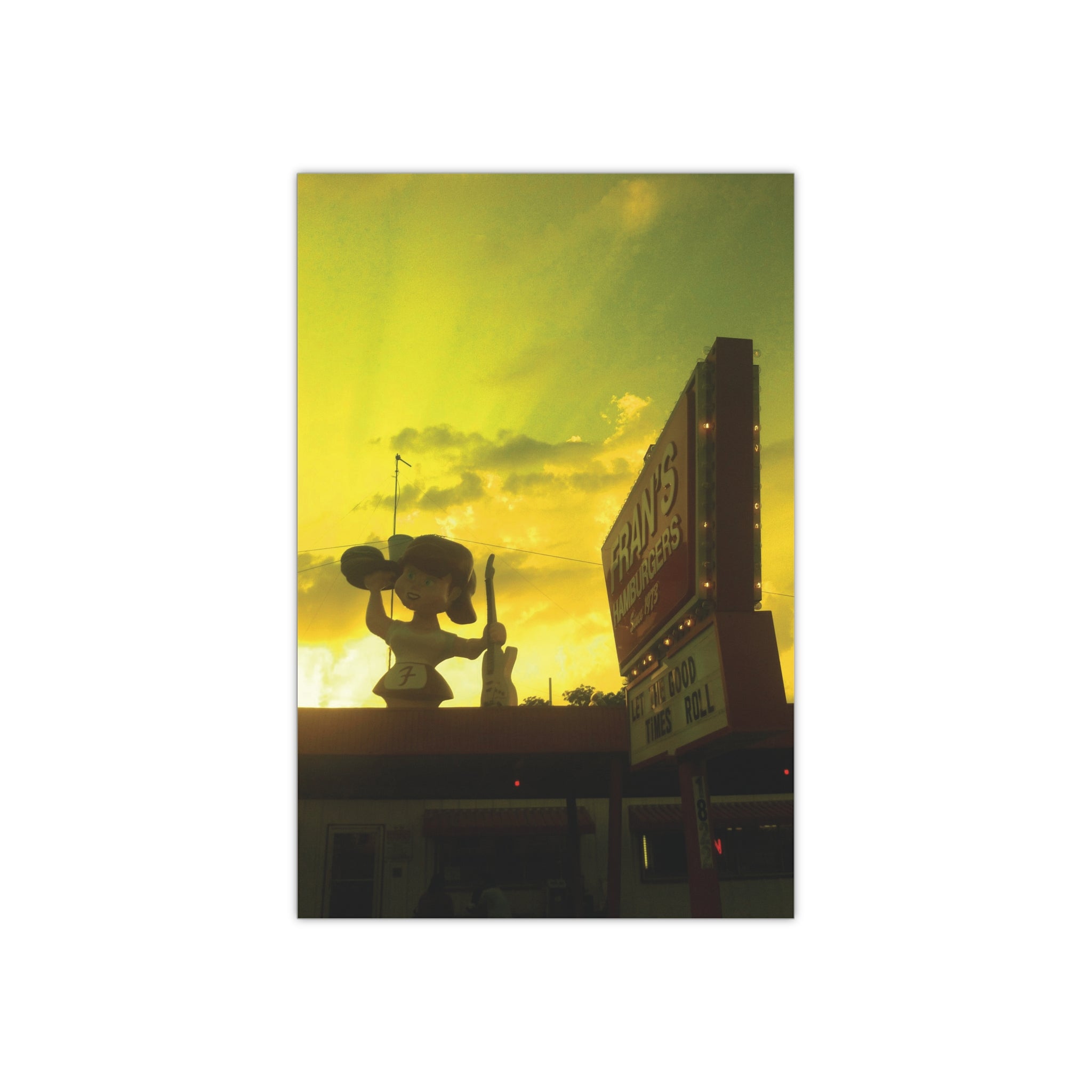 Sunset on Fran's Hamburgers in Austin, Texas - Satin Poster (300gsm)