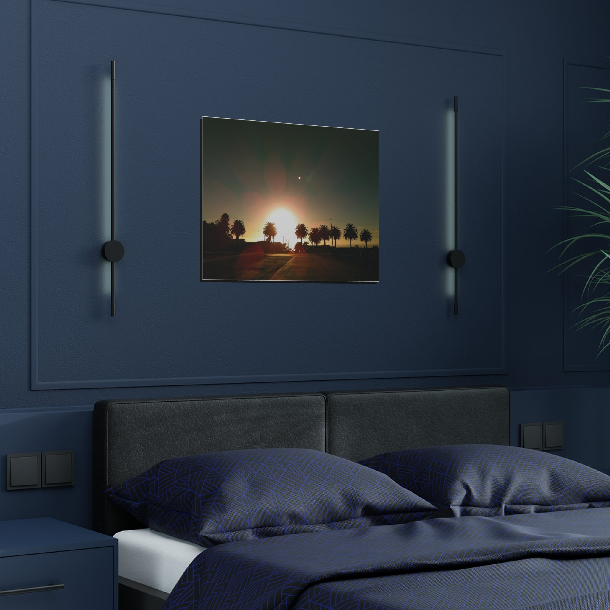 Sunset over Angel's Gate Park, in the San Pedro, California - Satin Poster (300gsm)