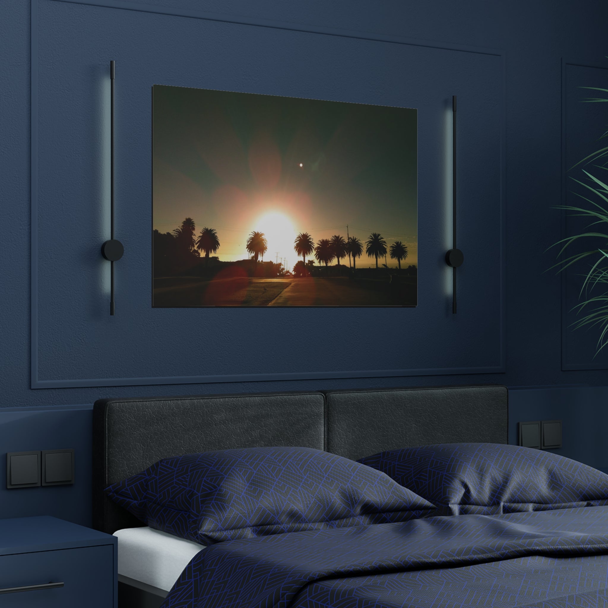 Sunset over Angel's Gate Park, in the San Pedro, California - Satin Poster (300gsm)