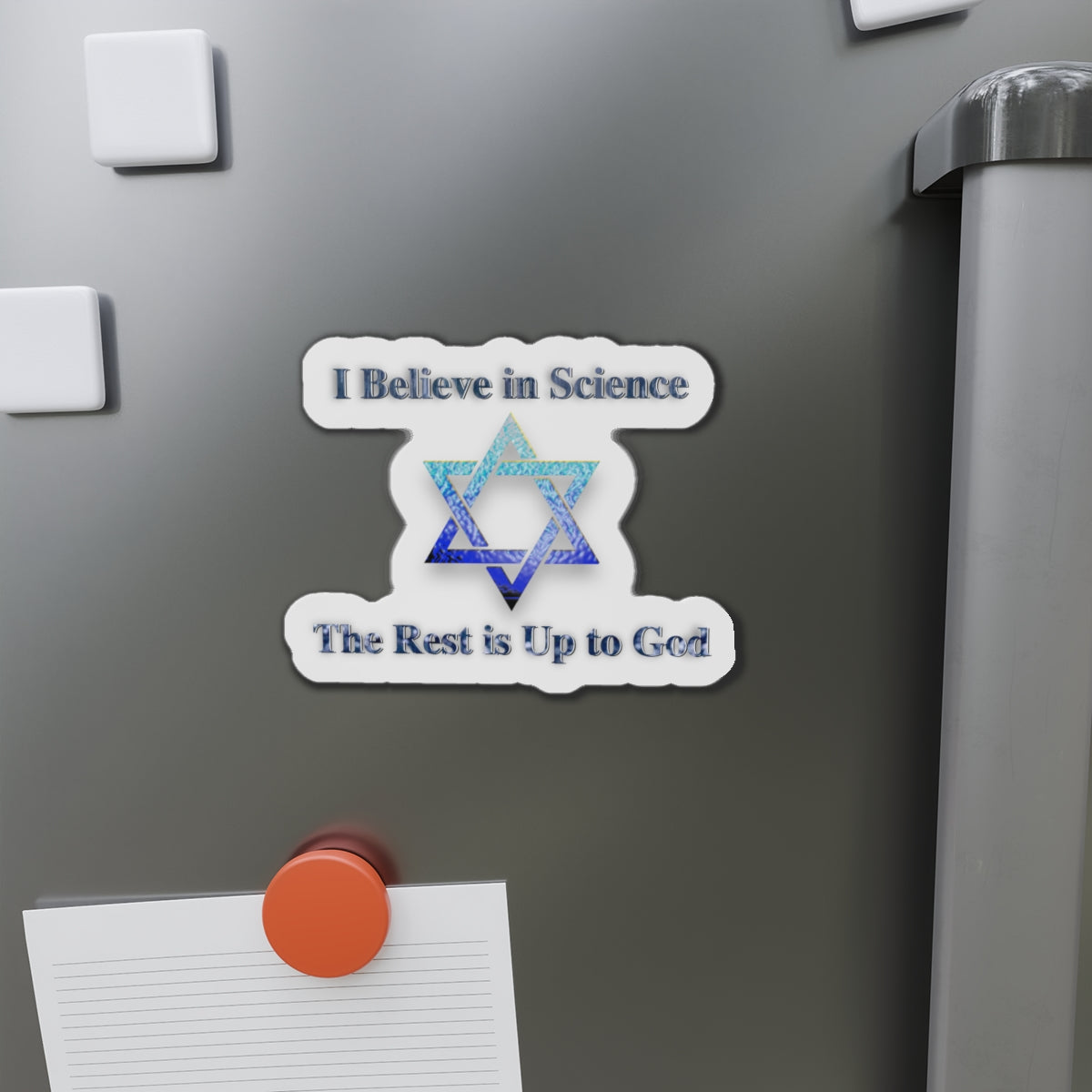 The Rest Is Up to God Die-Cut Magnets - Faith and Science Go Hand in Hand