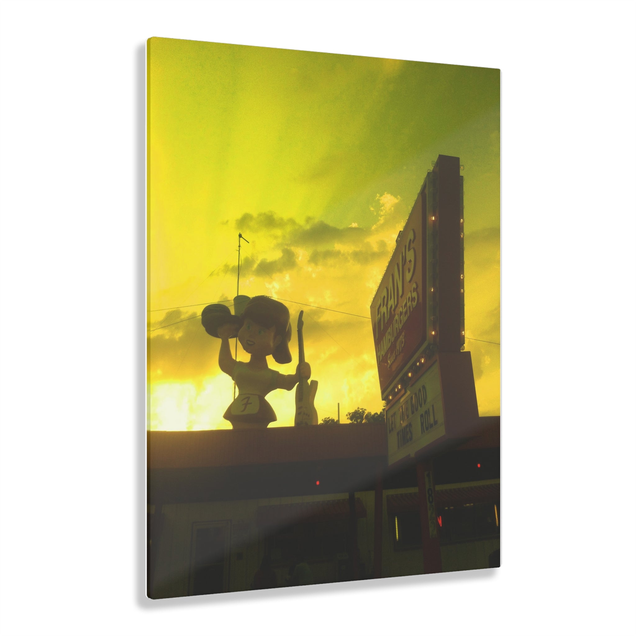 Sunset on Fran's Hamburgers in Austin, Texas - Acrylic Print
