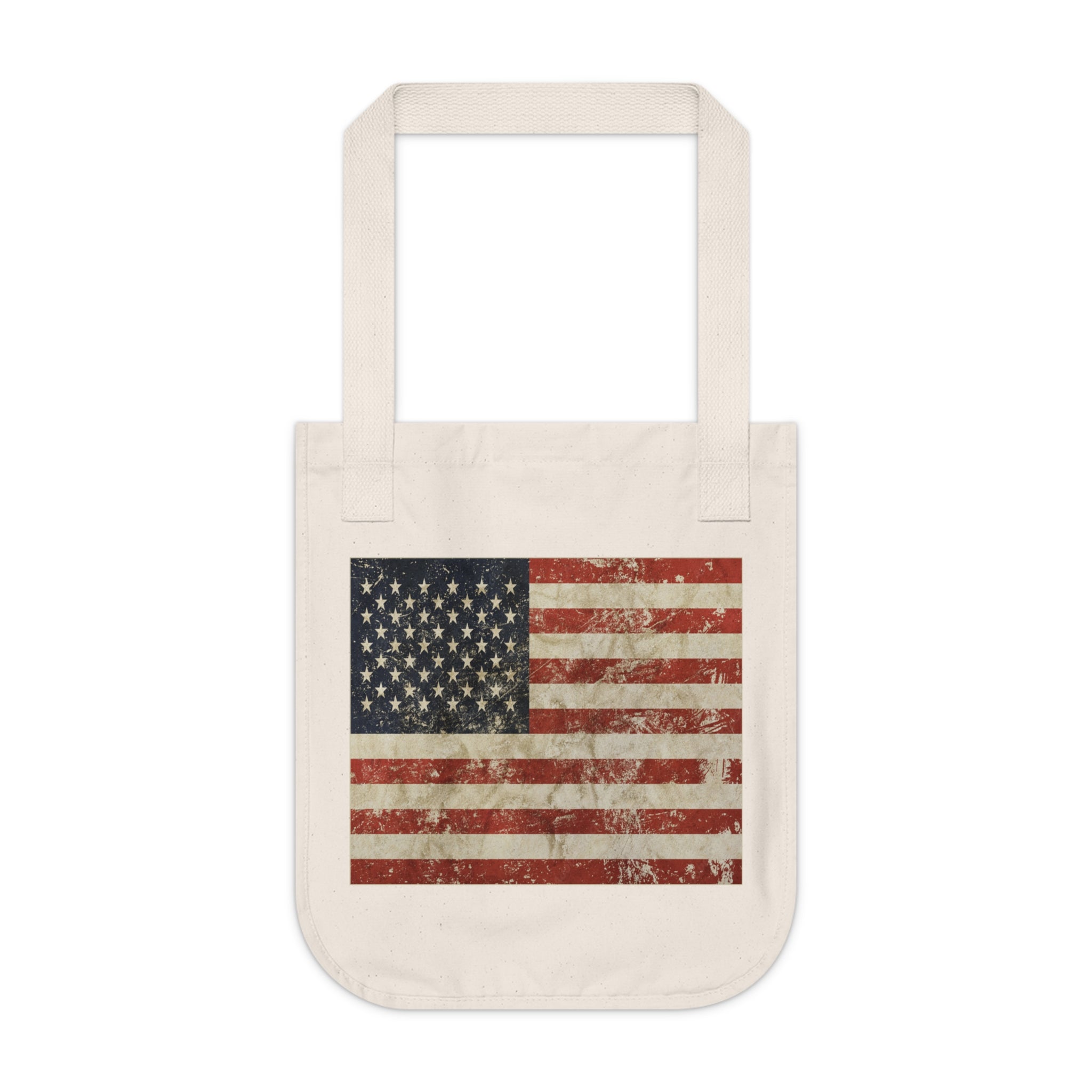 Rustic American Flag Canvas Tote Bag