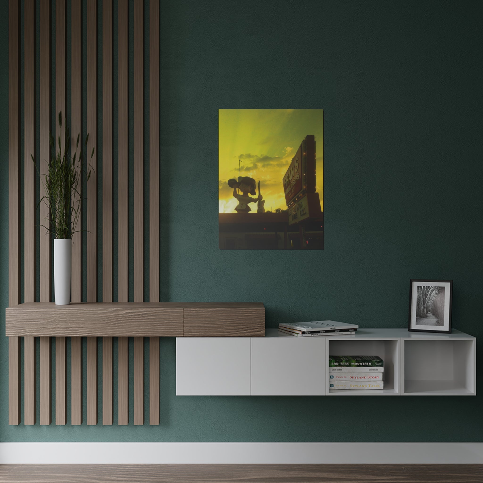 Sunset on Fran's Hamburgers in Austin, Texas - Satin Poster (300gsm)