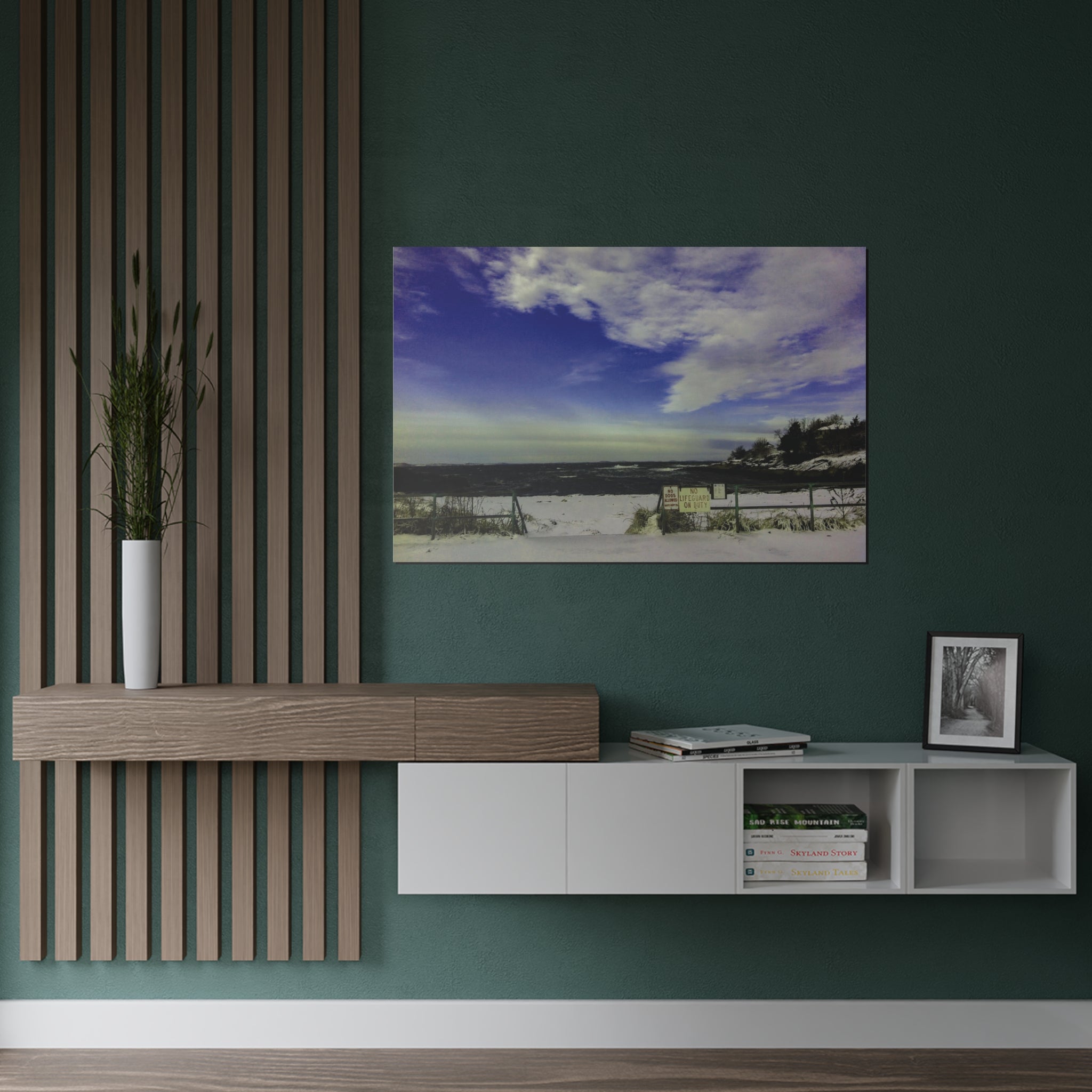 A Snowy Beach in Rockport, Massachusetts Satin Poster (300gsm)