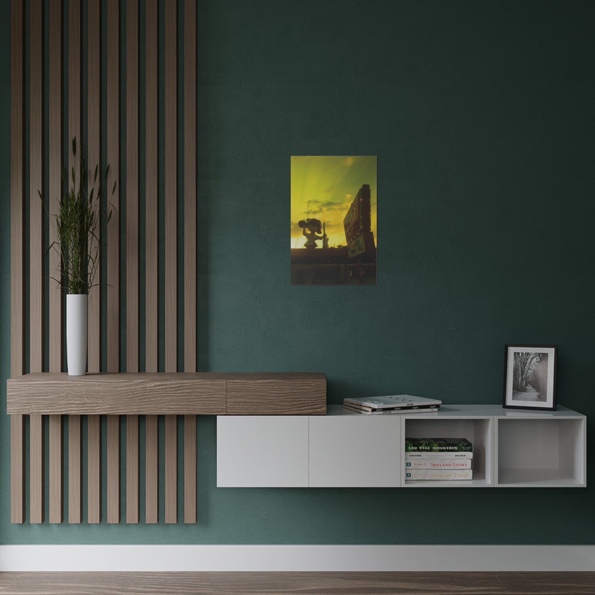 Sunset on Fran's Hamburgers in Austin, Texas - Satin Poster (300gsm)