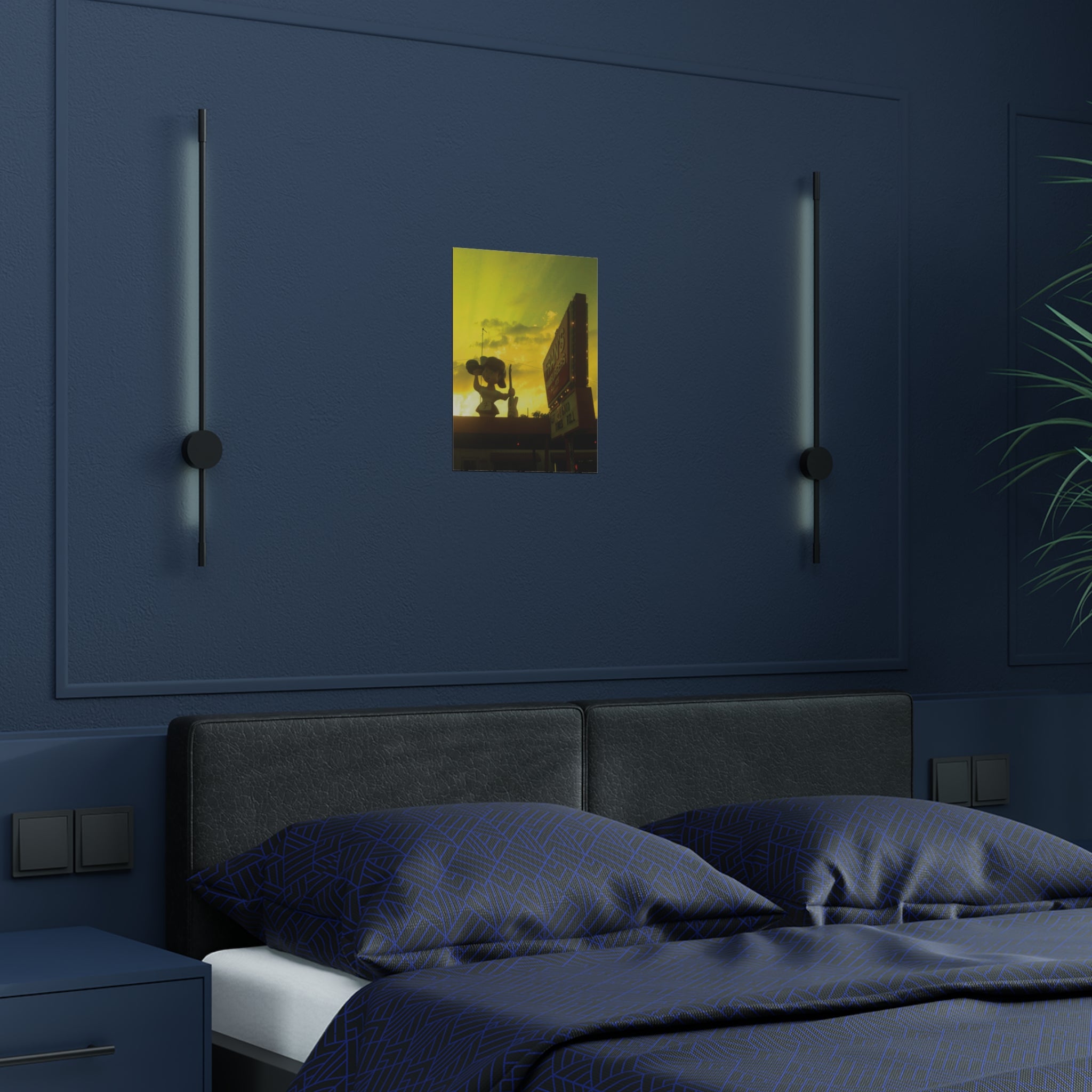 Sunset on Fran's Hamburgers in Austin, Texas - Satin Poster (300gsm)