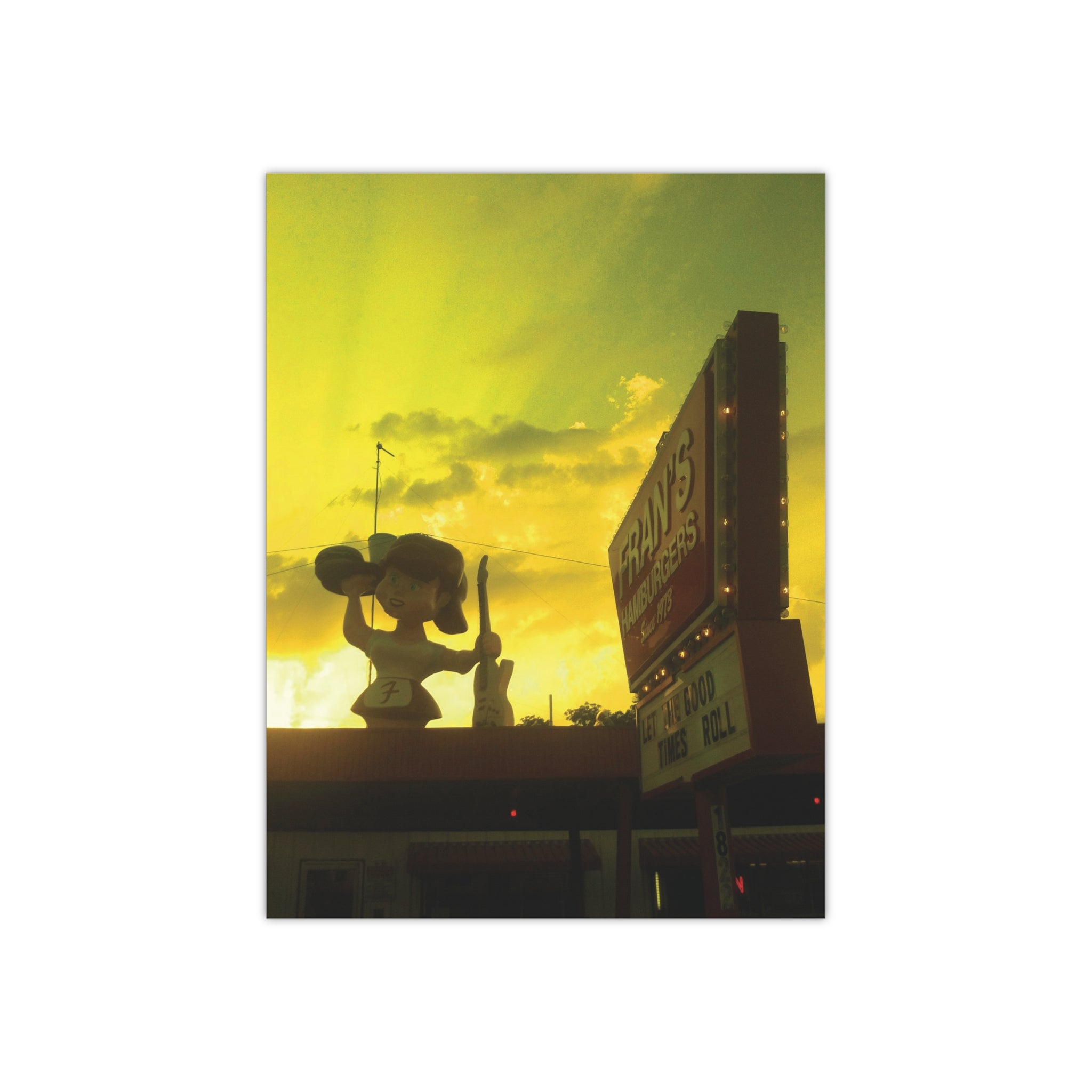 Sunset on Fran's Hamburgers in Austin, Texas - Satin Poster (300gsm)