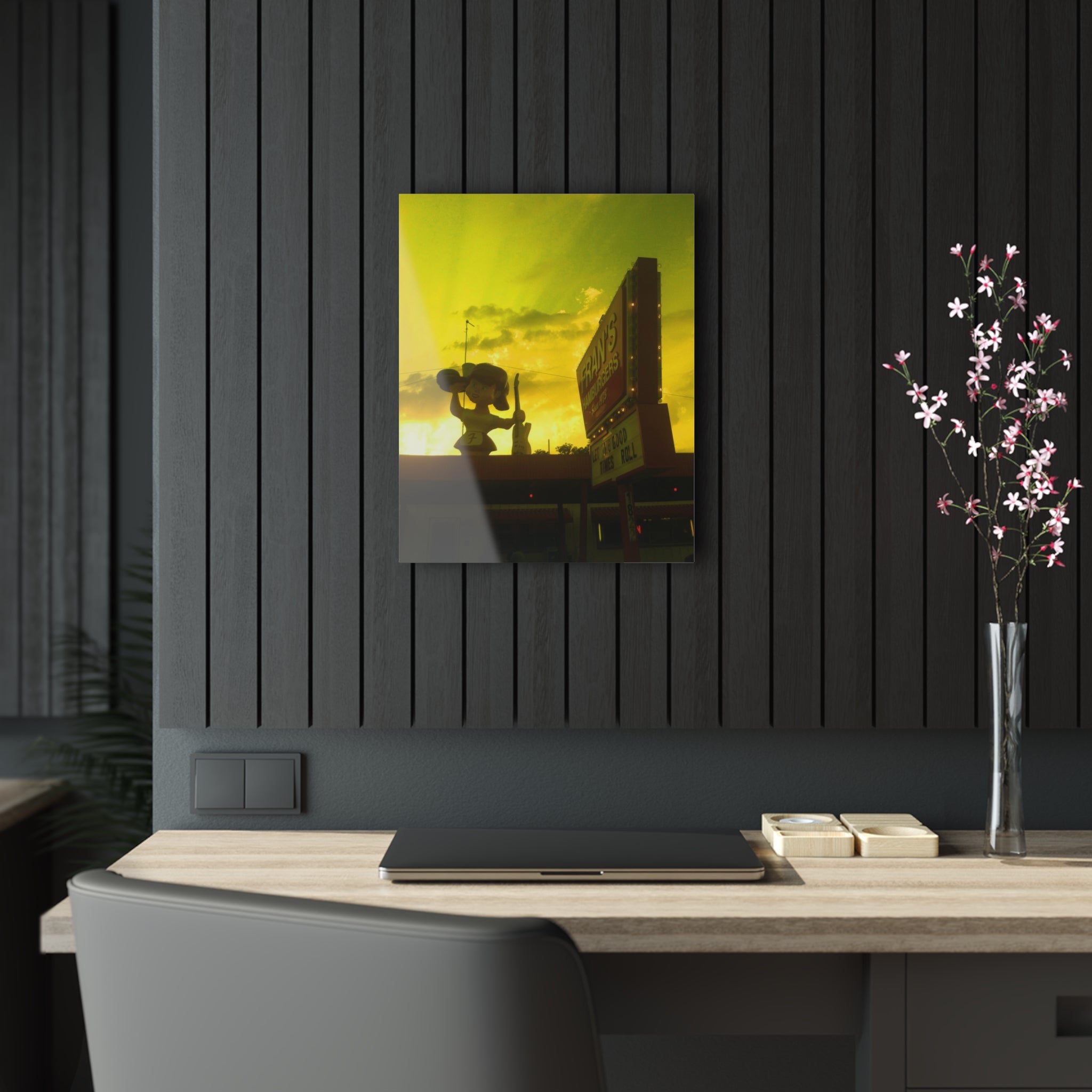 Sunset on Fran's Hamburgers in Austin, Texas - Acrylic Print