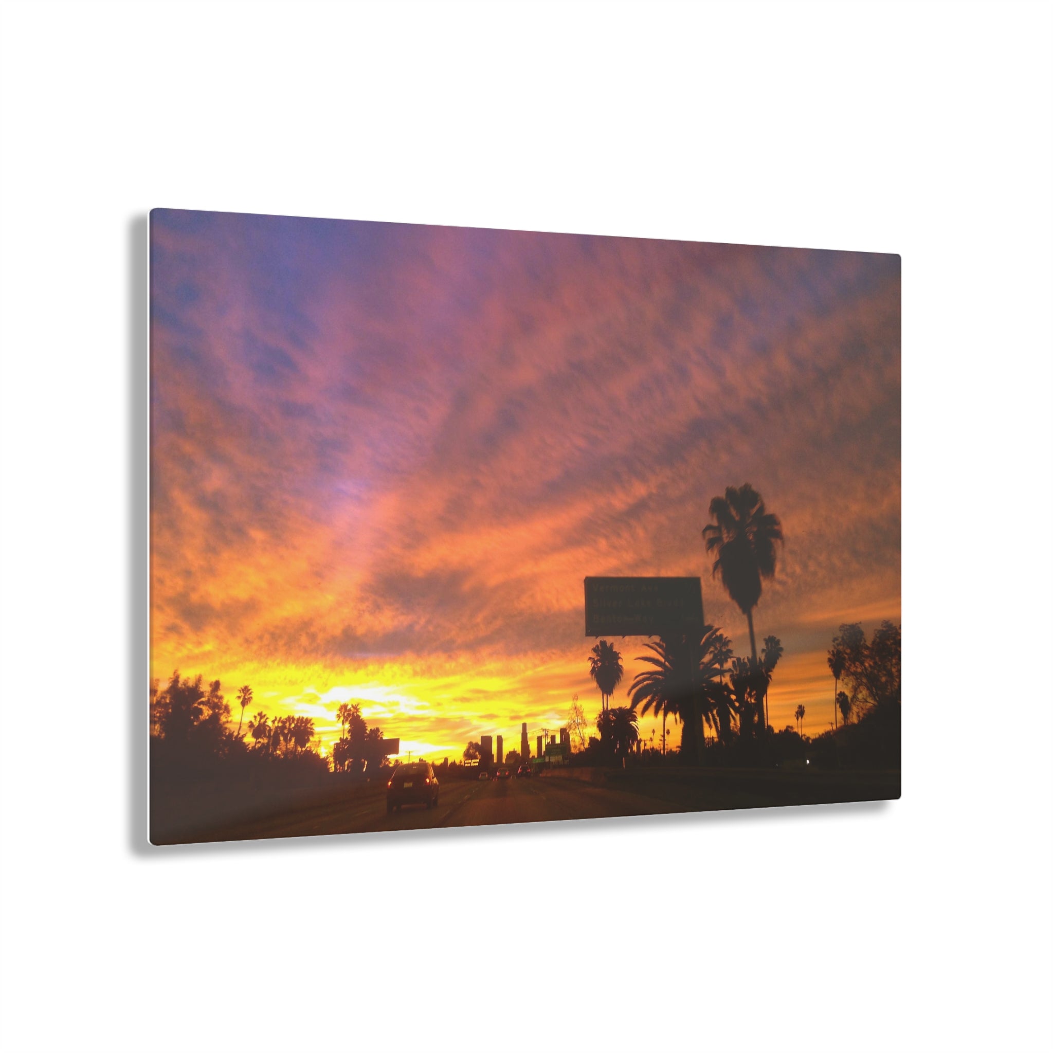 Sunset over the 101 Intestate in Los Angeles, California - Acrylic Print