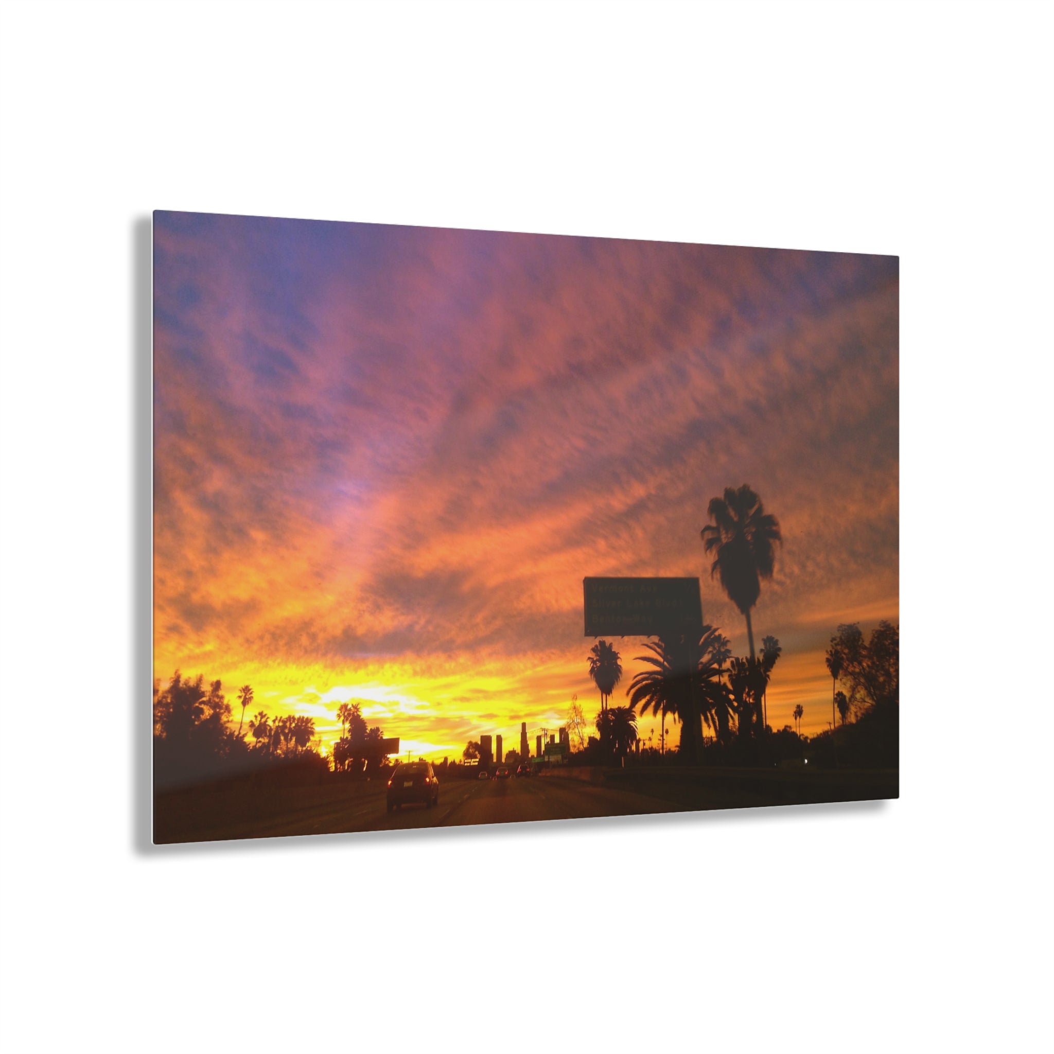 Sunset over the 101 Intestate in Los Angeles, California - Acrylic Print