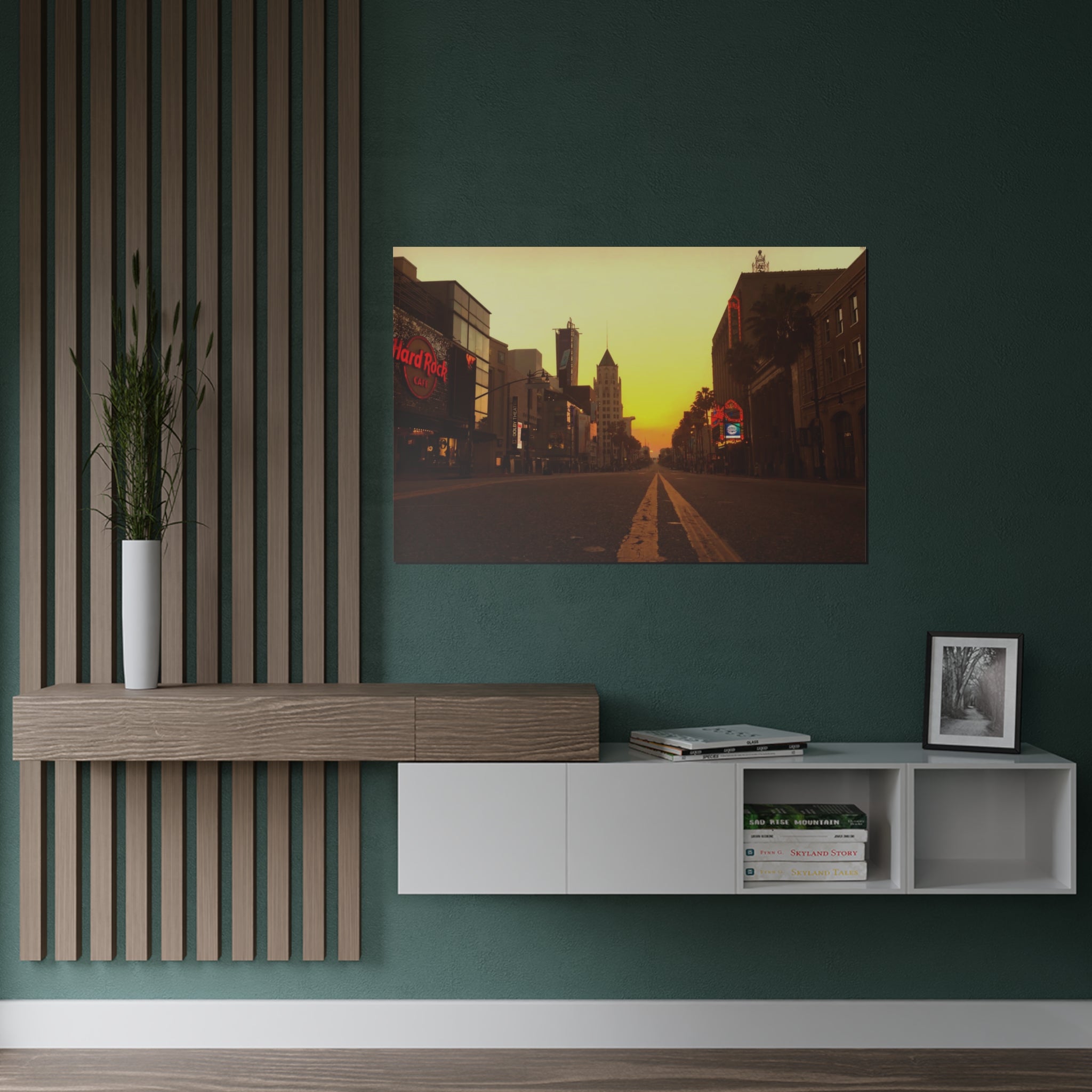 Sunrise Over Deserted Hollywood Boulevard, Los Angeles, California on an Early Fall Morning