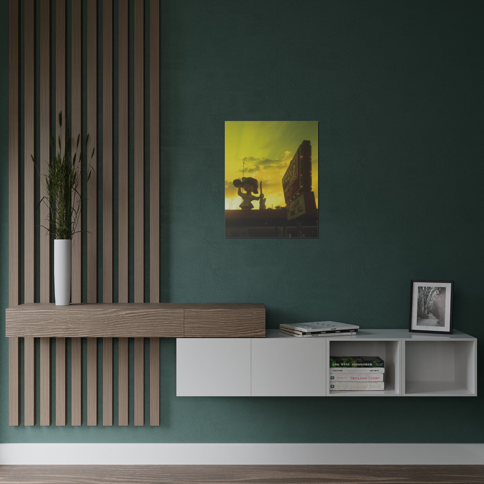 Sunset on Fran's Hamburgers in Austin, Texas - Satin Poster (300gsm)