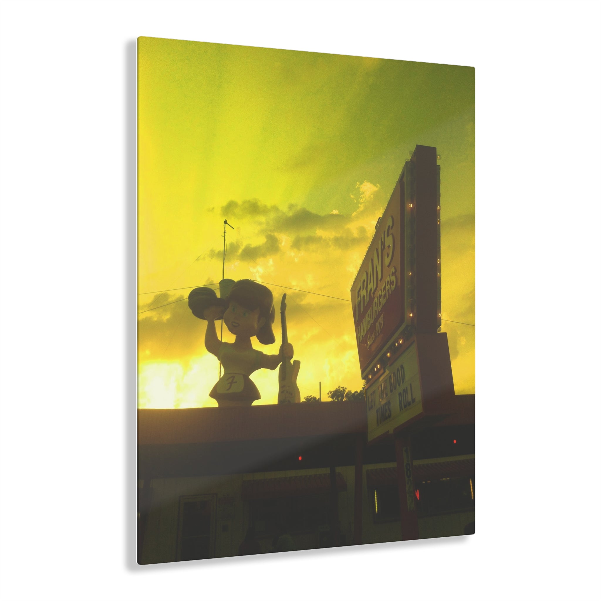 Sunset on Fran's Hamburgers in Austin, Texas - Acrylic Print