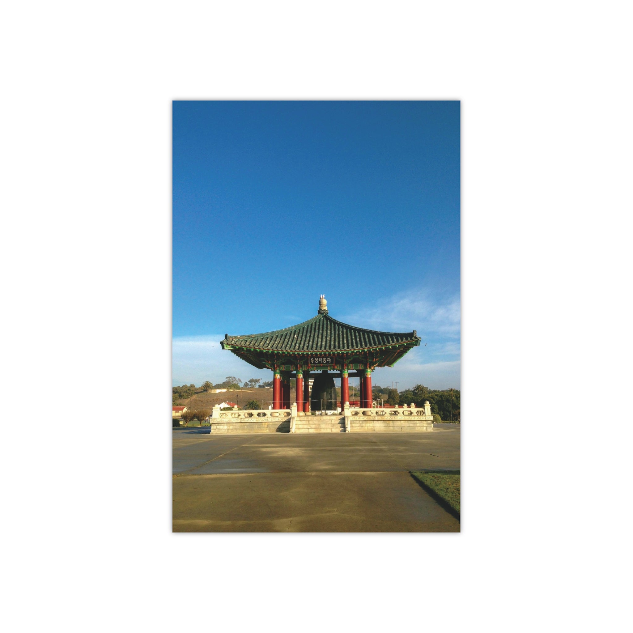 The Korean Bell of Friendship in Angel's Gate Park, San Pedro, Los Angeles, California - Satin Poster (300gsm)