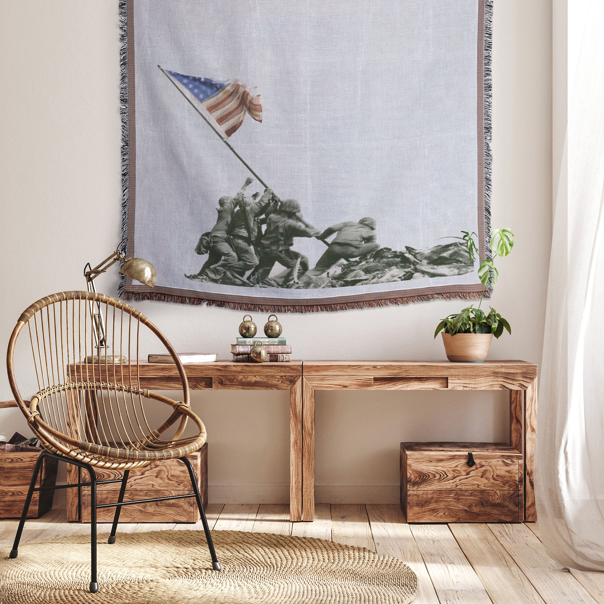 Iwo Jima Memorial Woven Blanket with Free Shipping!