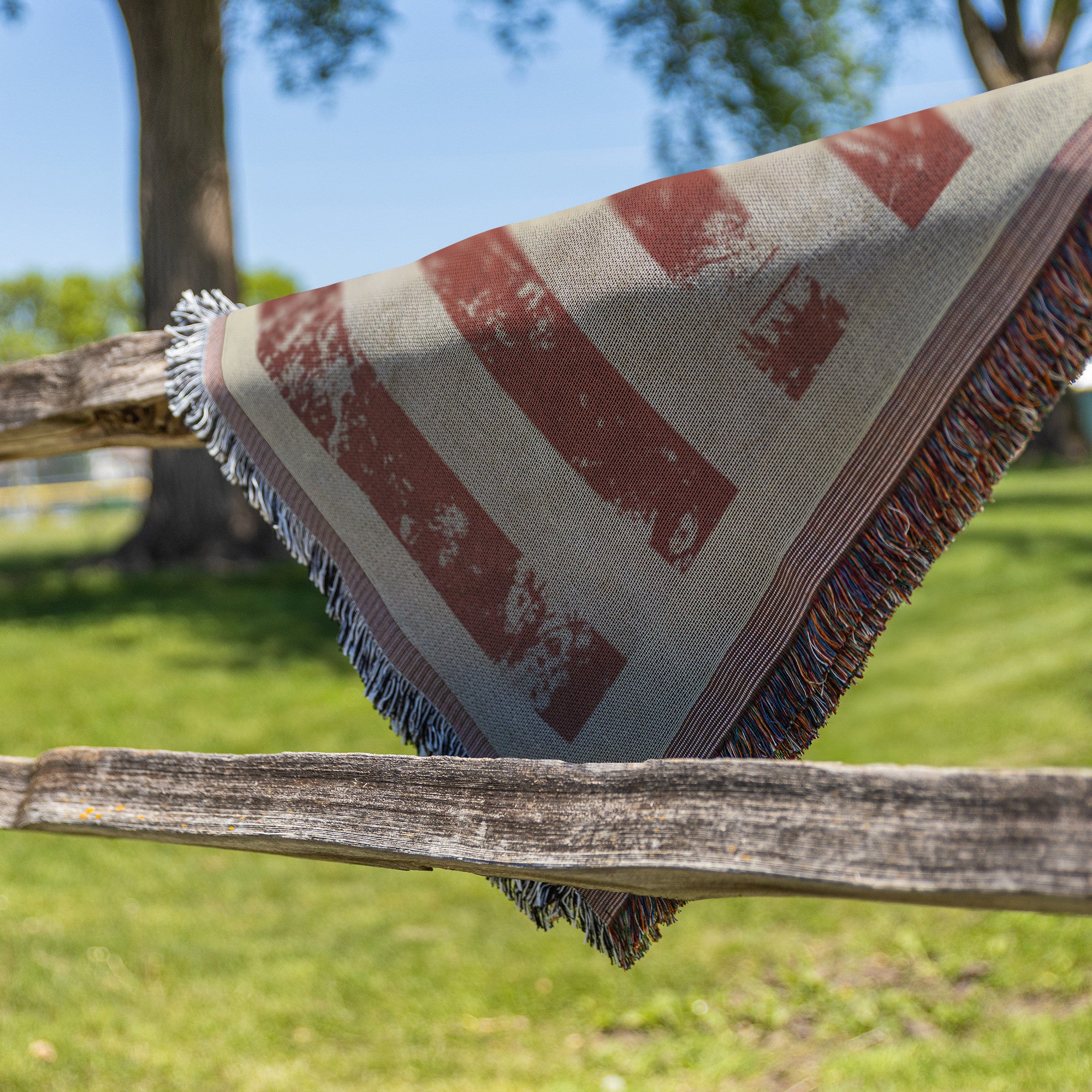Rustic US Flag Woven Blanket with Free Shipping!