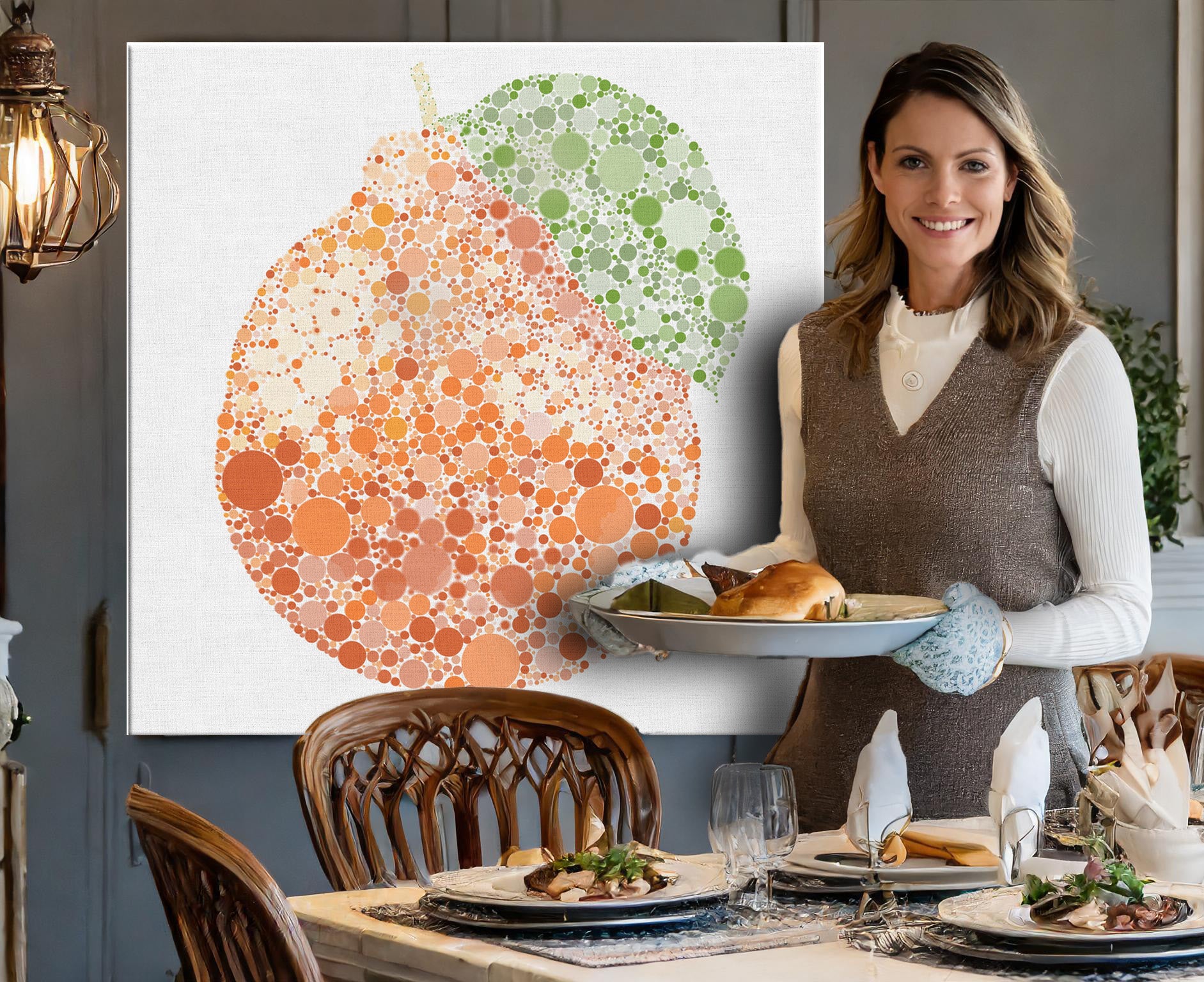 Ishihara Tangelo Fruit Abstract Artwork Canvas Print