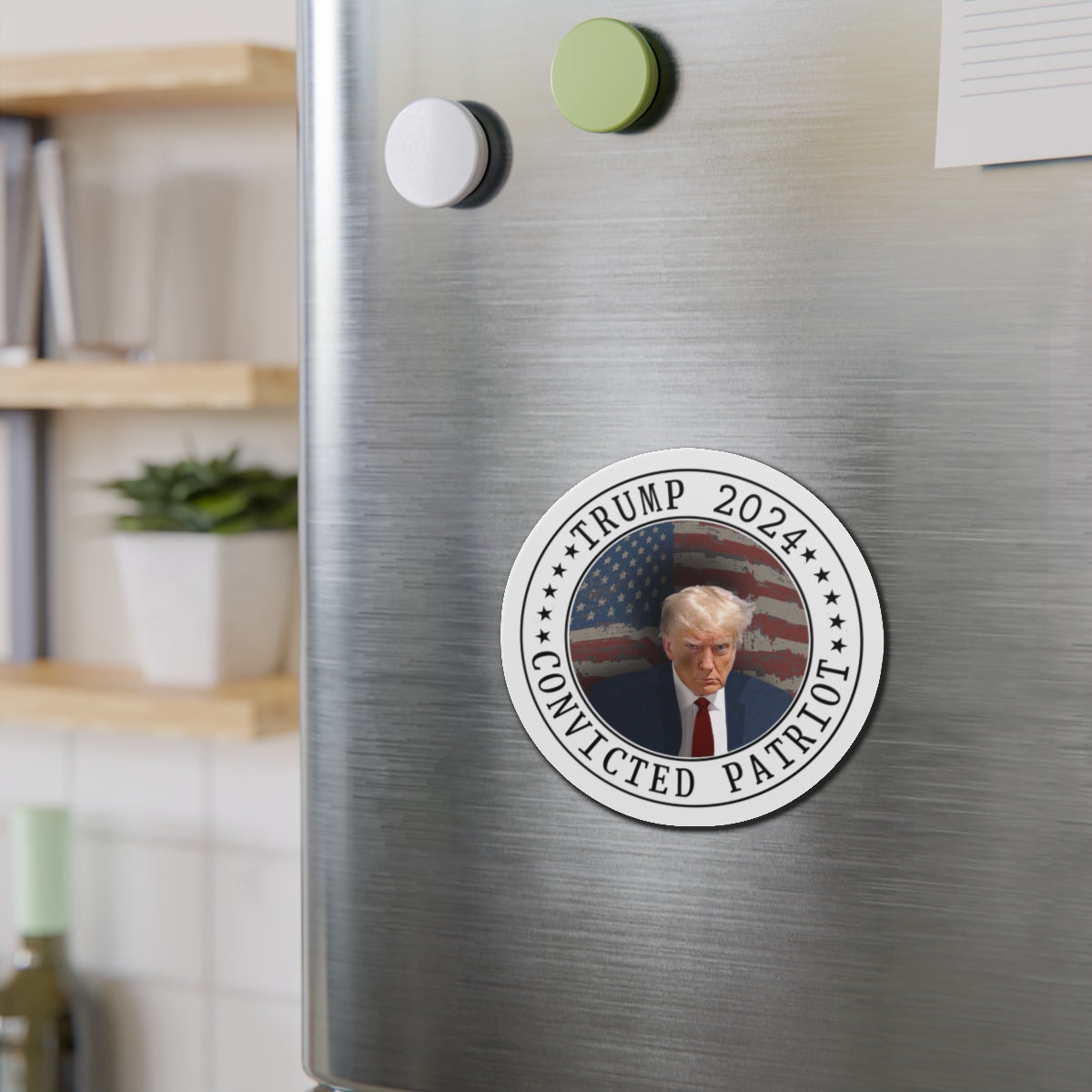 Trump Mugshot 2024 CONVICTED PATRIOT MAGA Die-Cut Magnets