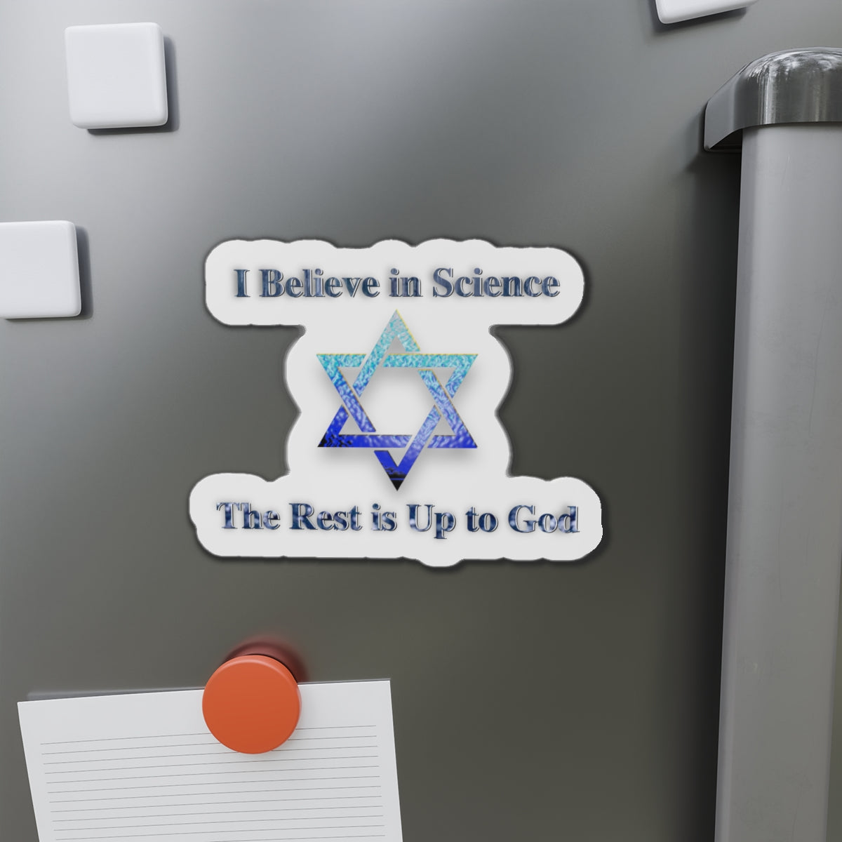 The Rest Is Up to God Die-Cut Magnets - Faith and Science Go Hand in Hand