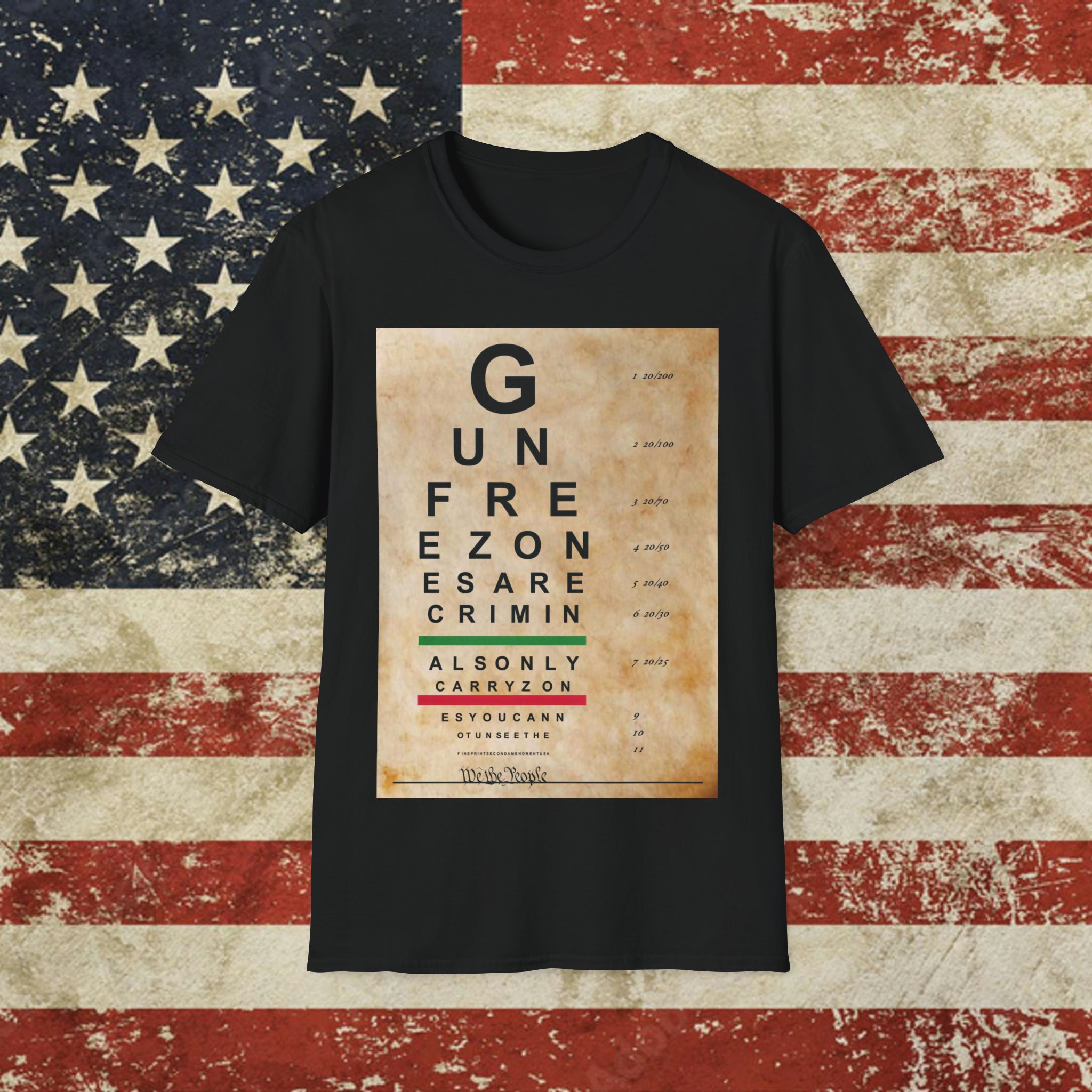 Second Amendment Eye Chart T shirt