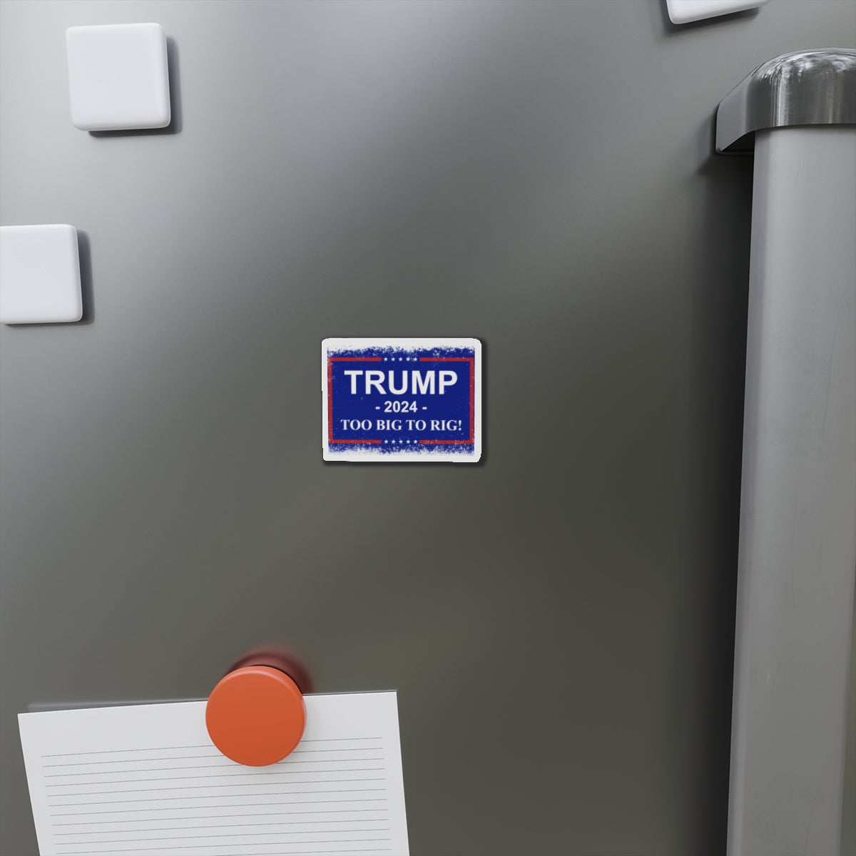 Trump 2024 TOO BIG TO RIG MAGA Die-Cut Magnets. USA!