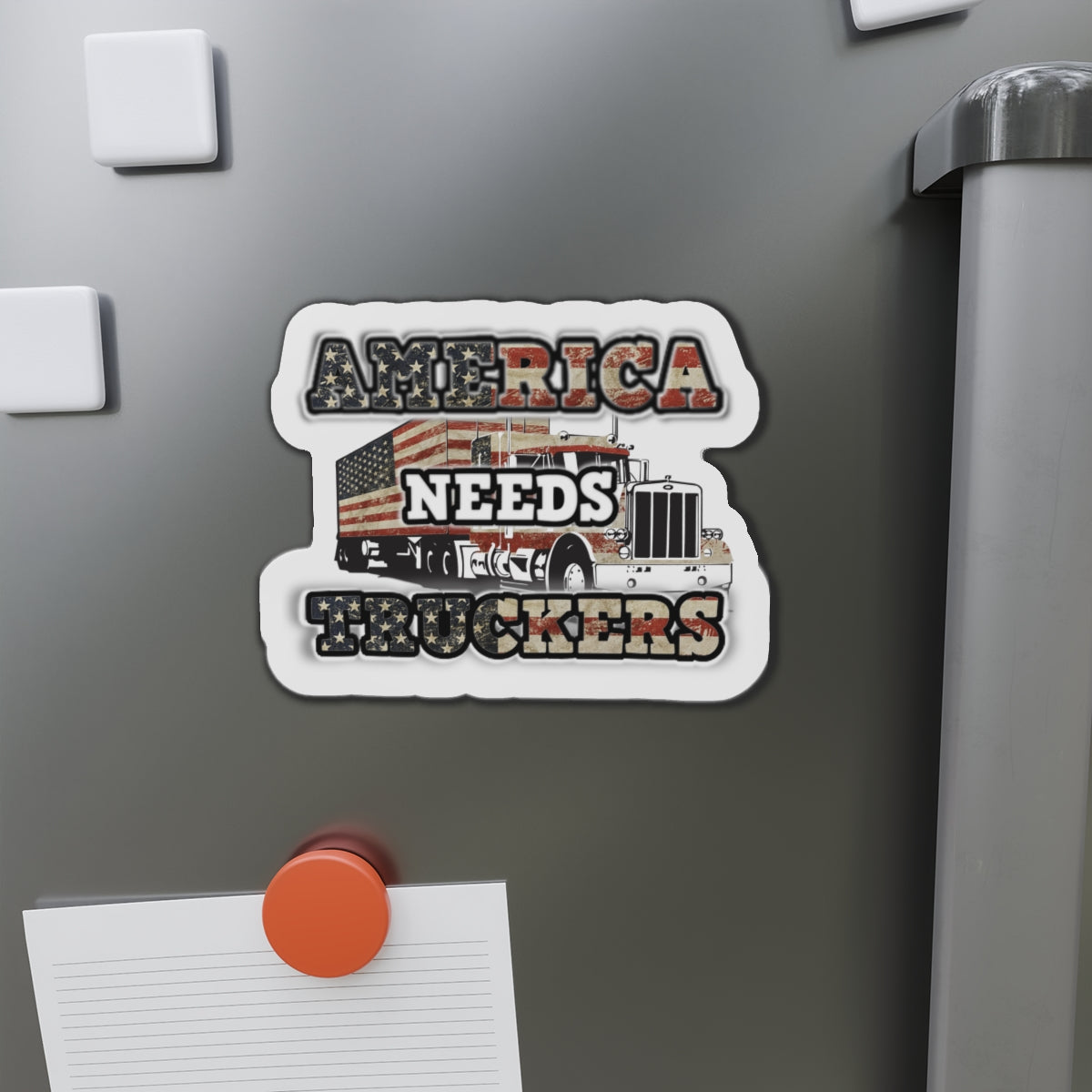 American Needs Truckers MAGA Die-Cut Magnets. USA!