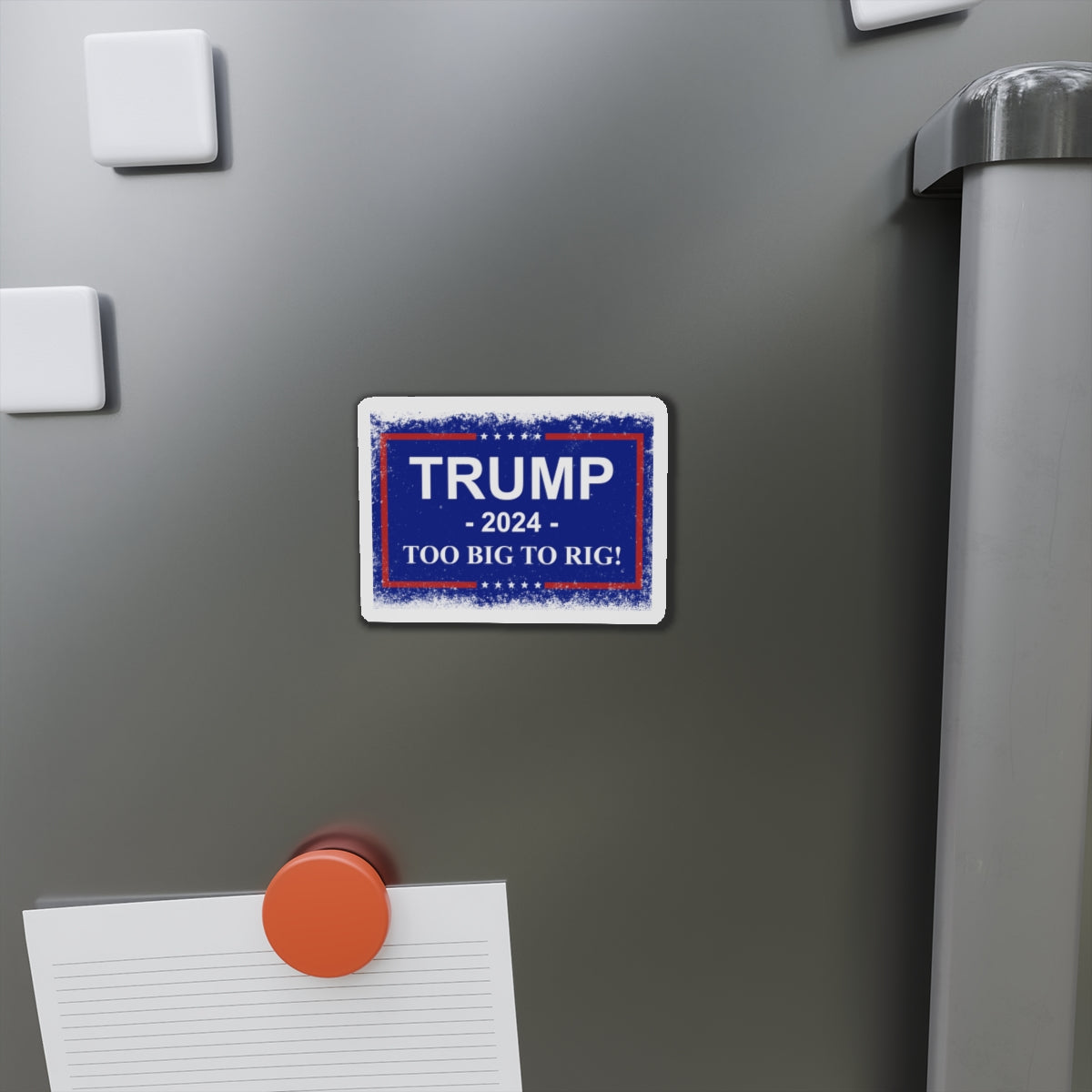 Trump 2024 TOO BIG TO RIG MAGA Die-Cut Magnets. USA!