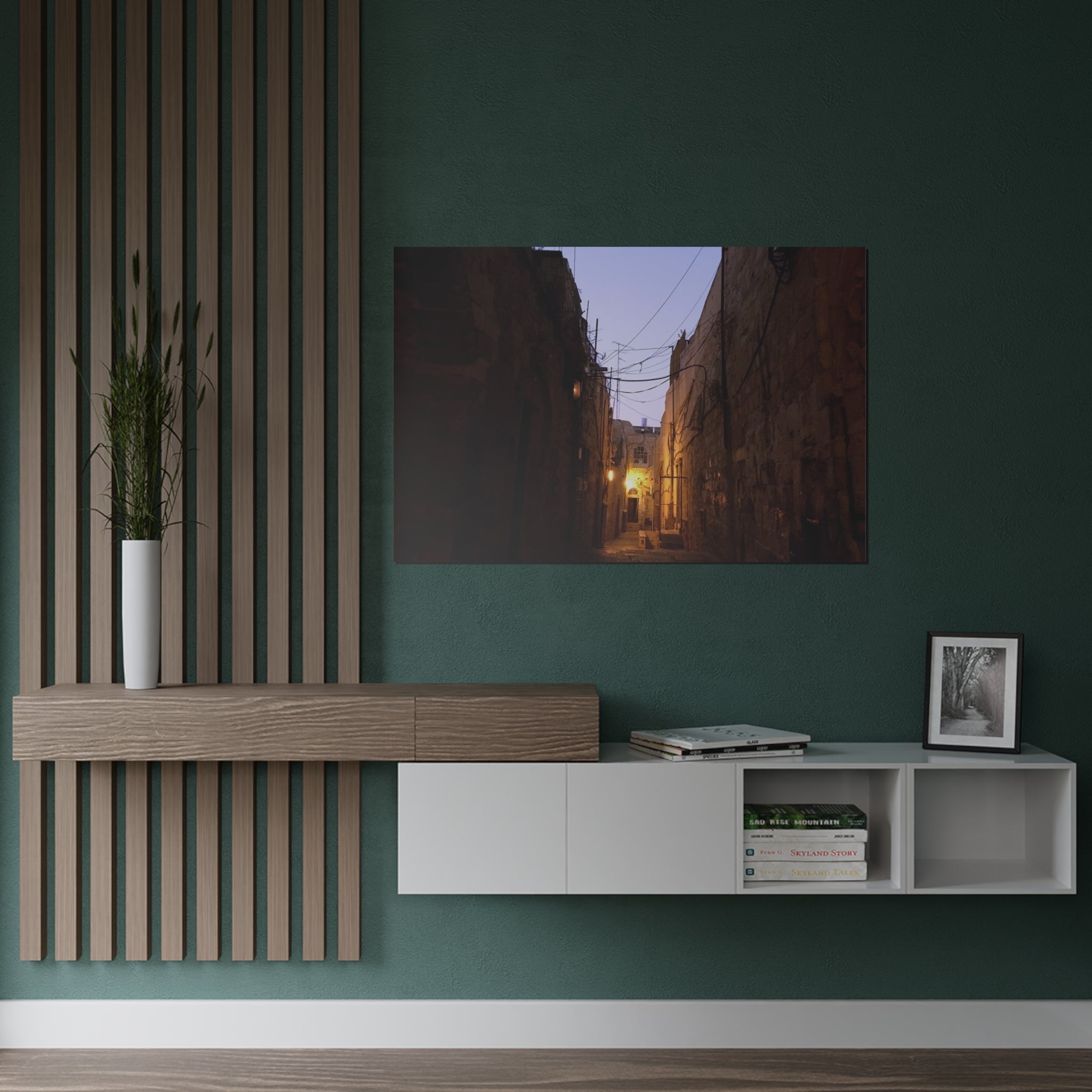 Old Jerusalem Alley at Dusk Satin Poster (300gsm)