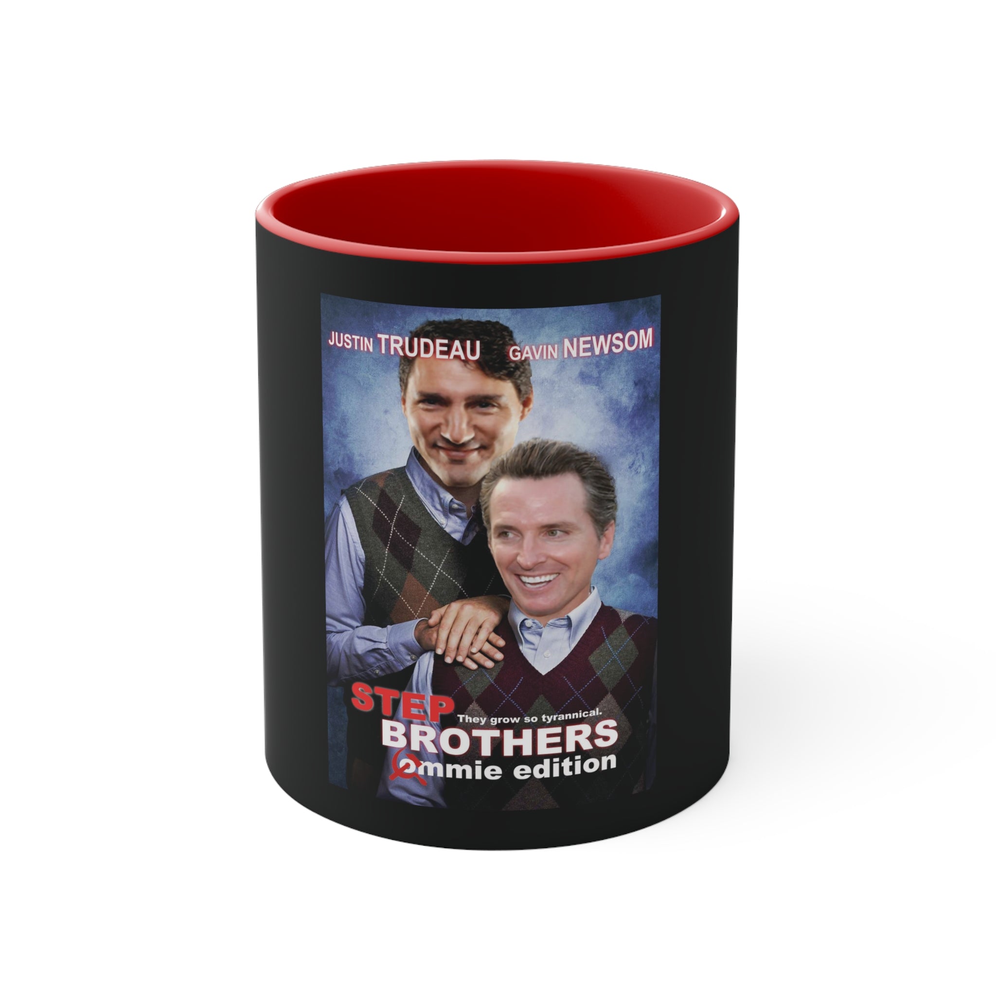 Justin Trudeau & Gavin Newsom Are Step Brothers Accent Coffee Mug, 11oz