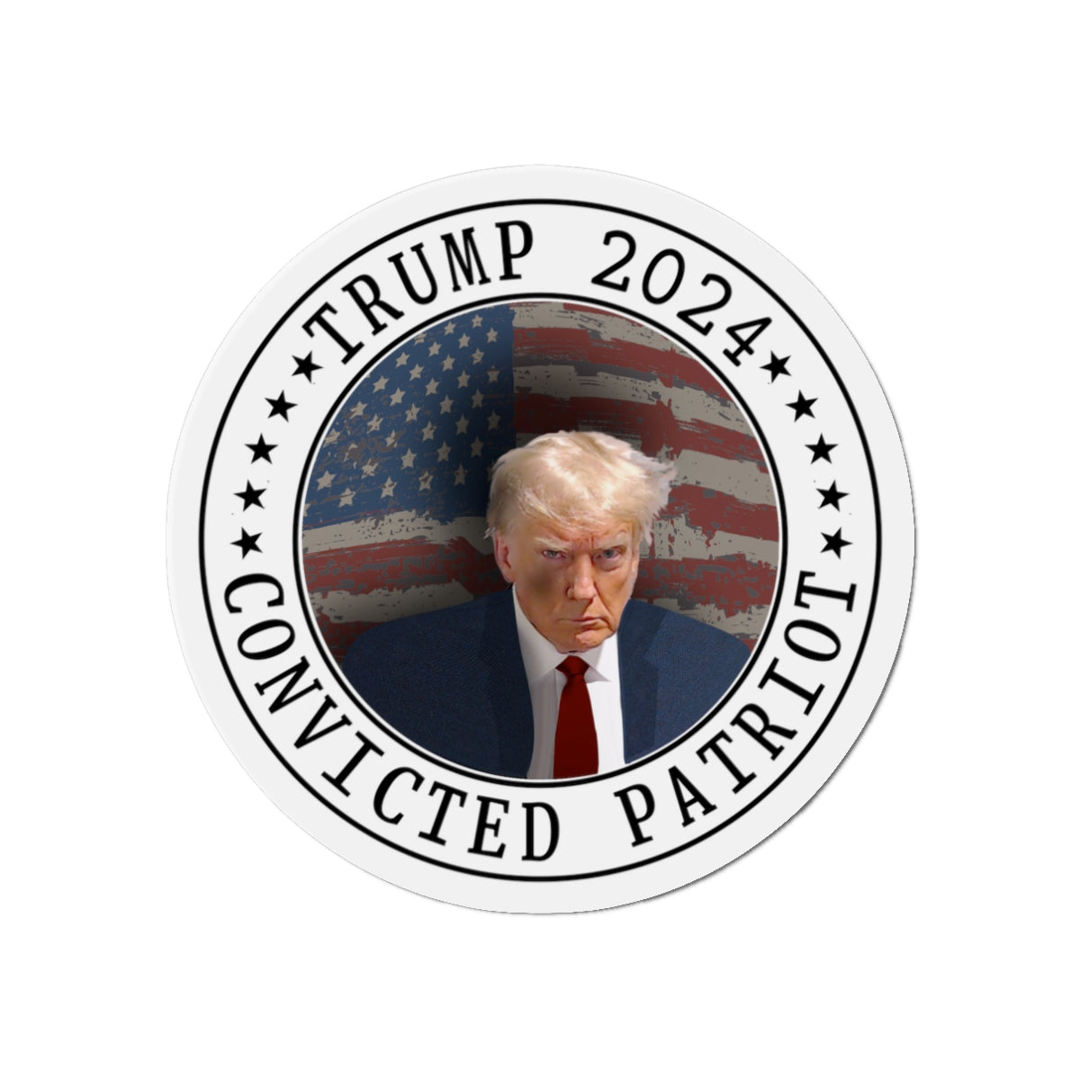 Trump Mugshot 2024 CONVICTED PATRIOT MAGA Die-Cut Magnets