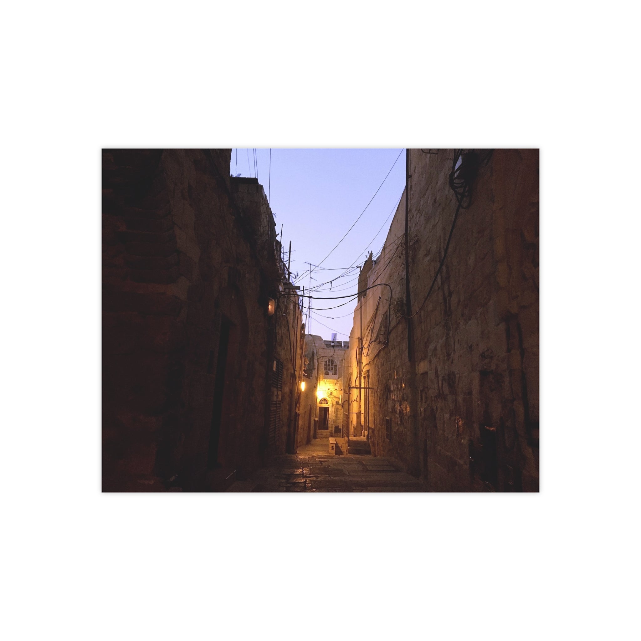 Old Jerusalem Alley at Dusk Satin Poster (300gsm)