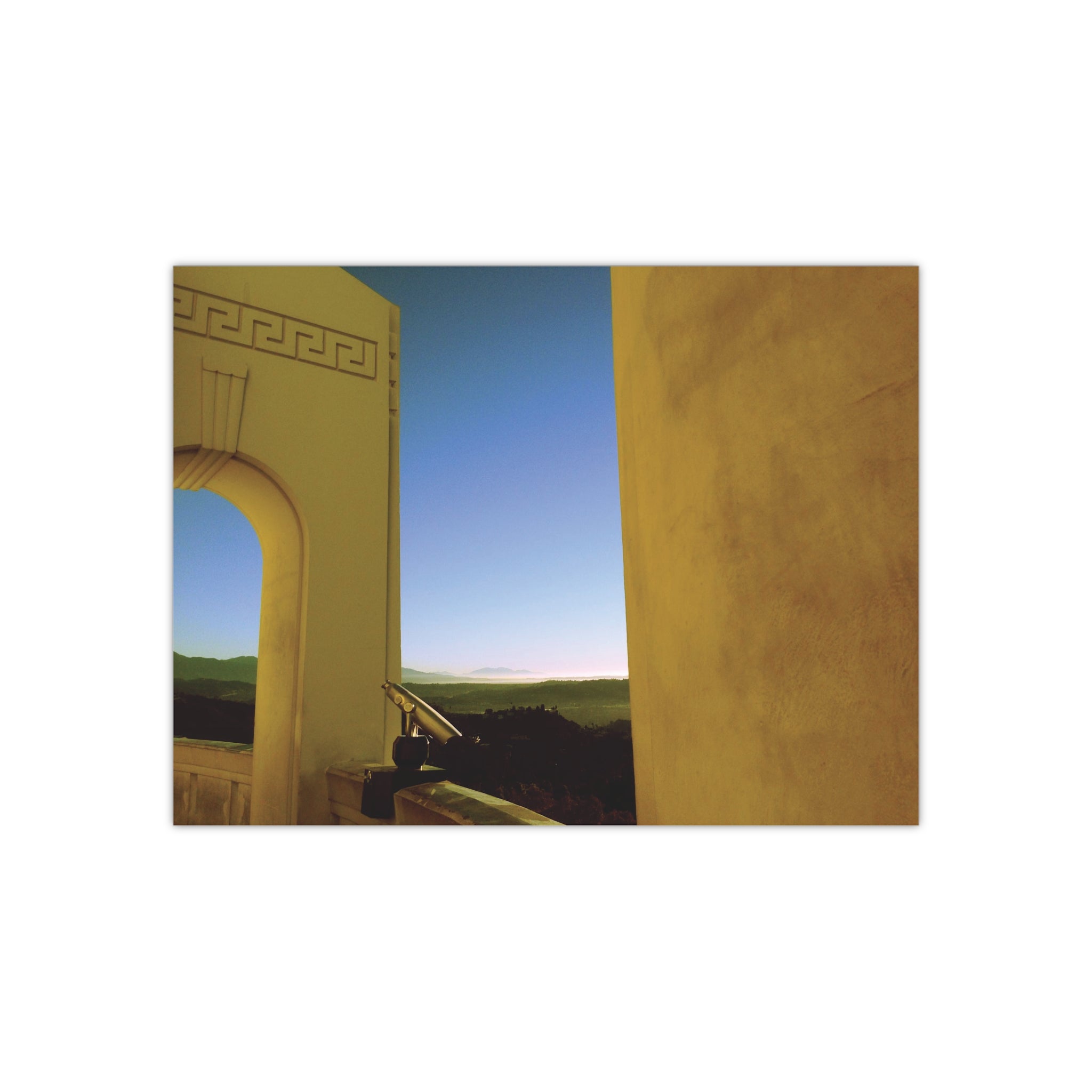 A Tranquil Perch at The Griffith Observatory on a Bright Sunny Afternoon in Los Angeles, California - Satin Poster (300gsm)