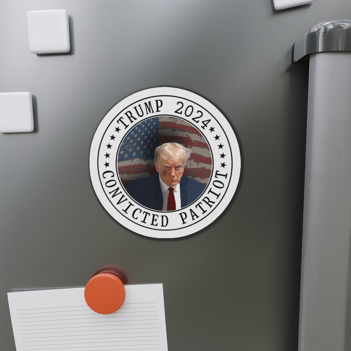 Trump Mugshot 2024 CONVICTED PATRIOT MAGA Die-Cut Magnets