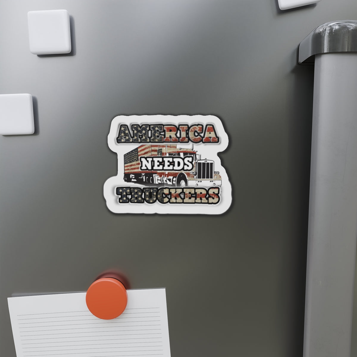 American Needs Truckers MAGA Die-Cut Magnets. USA!