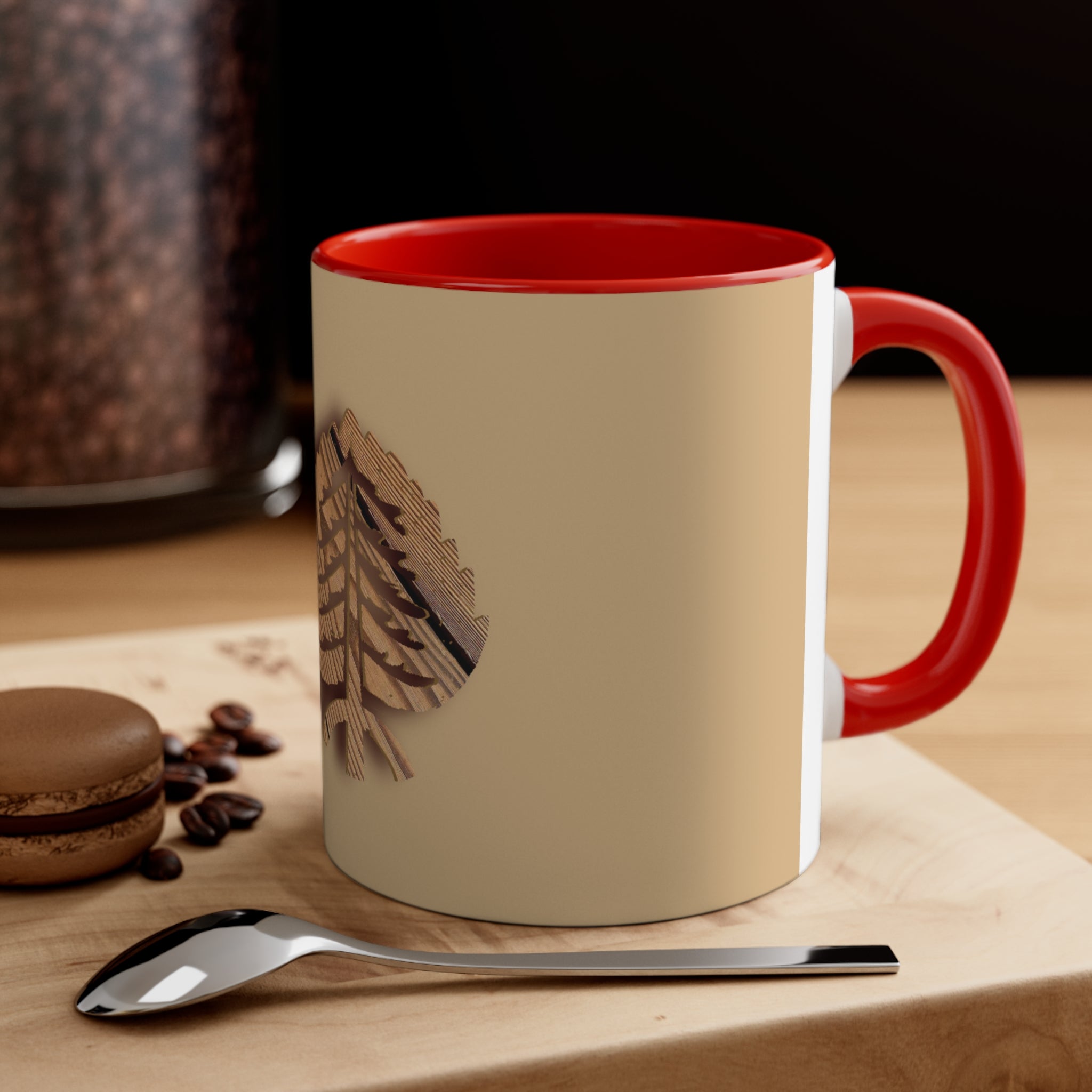 Wooden Tree Logo Accent Coffee Mug, 11oz