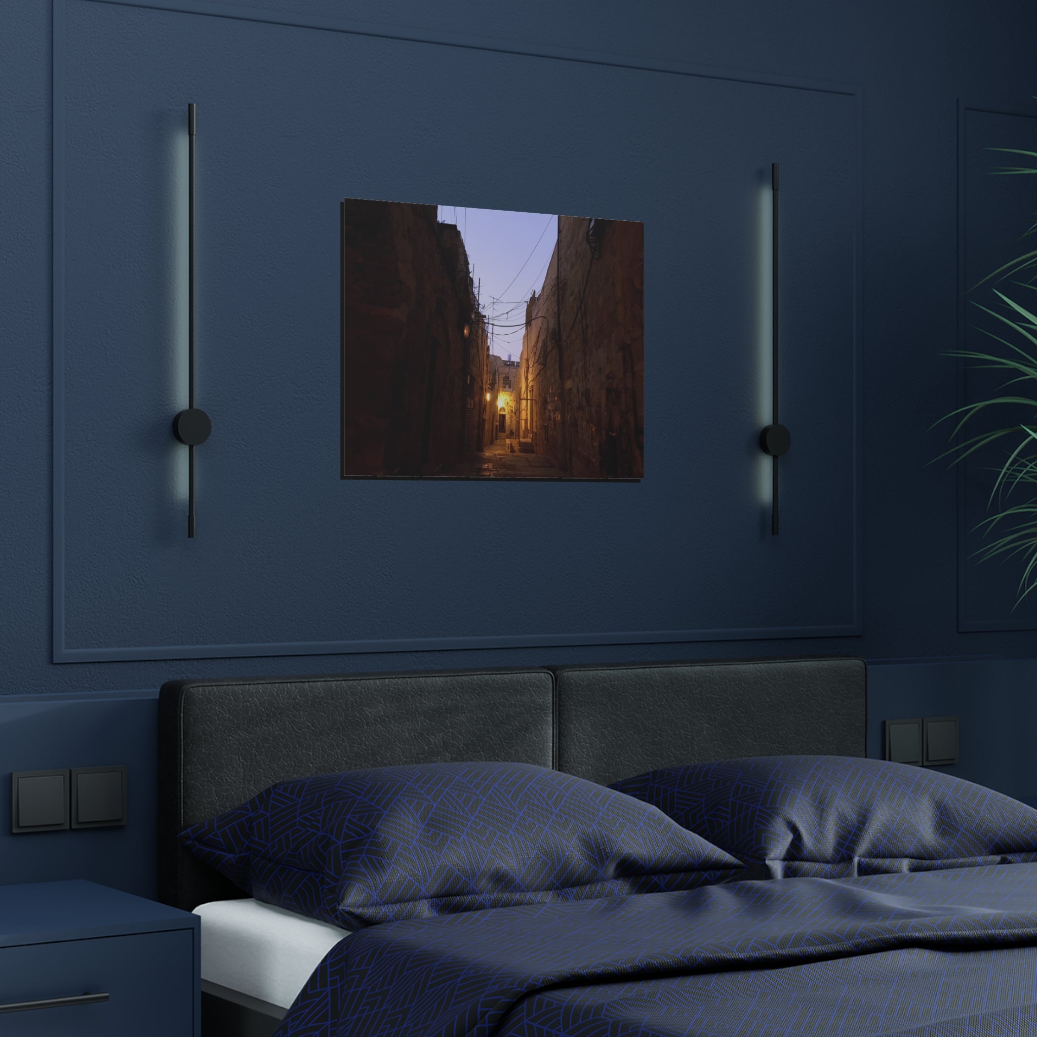 Old Jerusalem Alley at Dusk Satin Poster (300gsm)