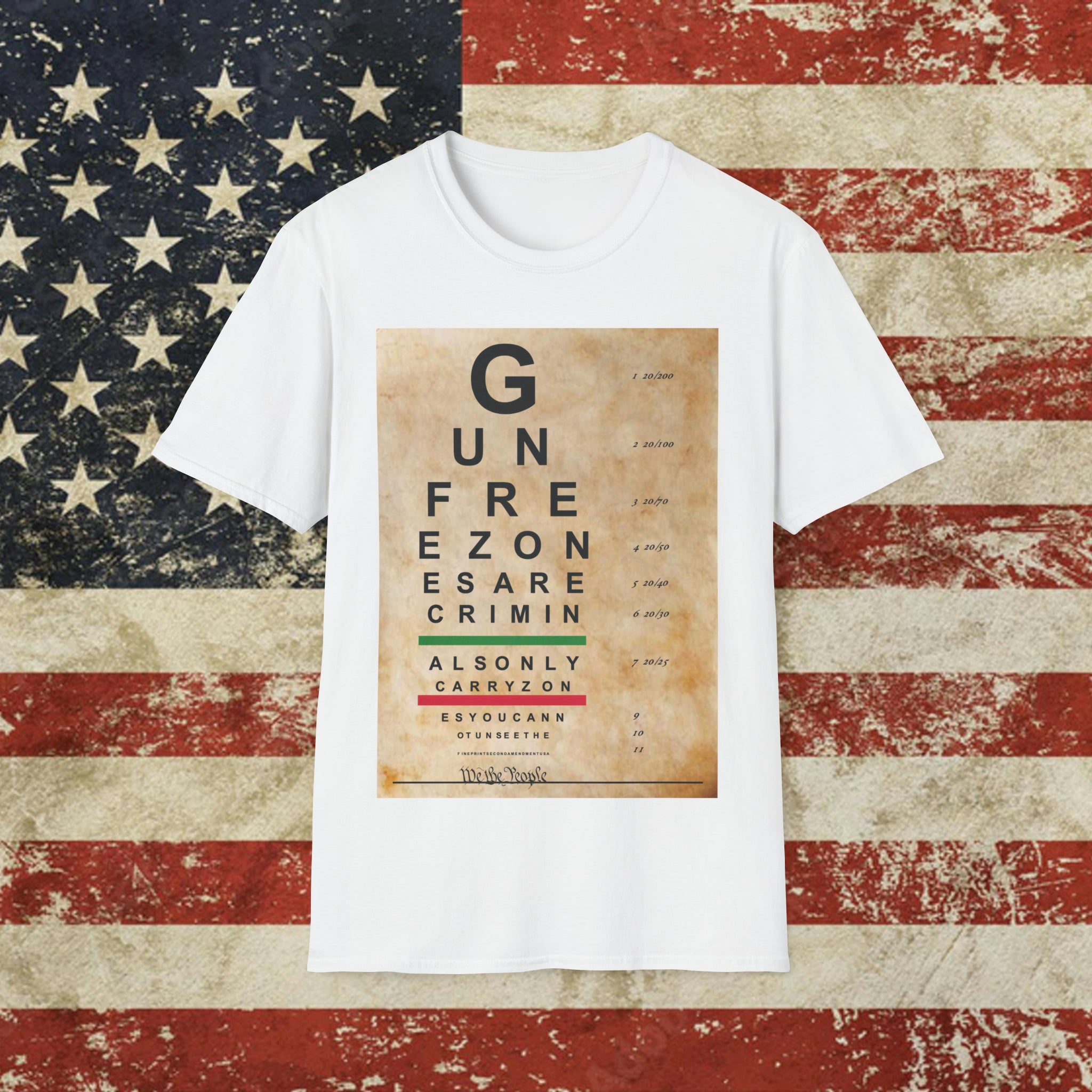 Second Amendment Eye Chart T shirt