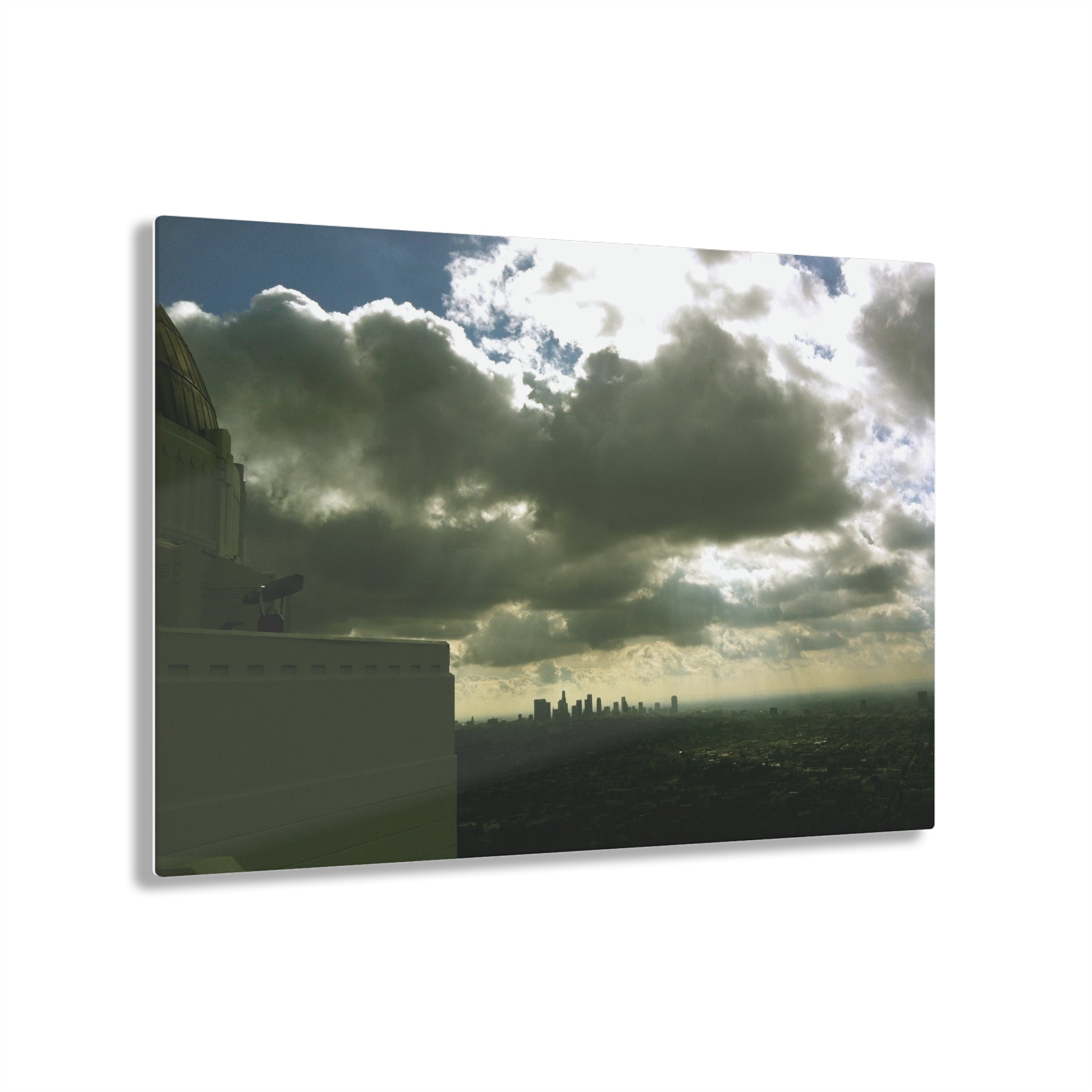 Storm Clouds and Rain pouring on the City of Los Angeles, California as Seen from The Griffith Observatory - Acrylic Print