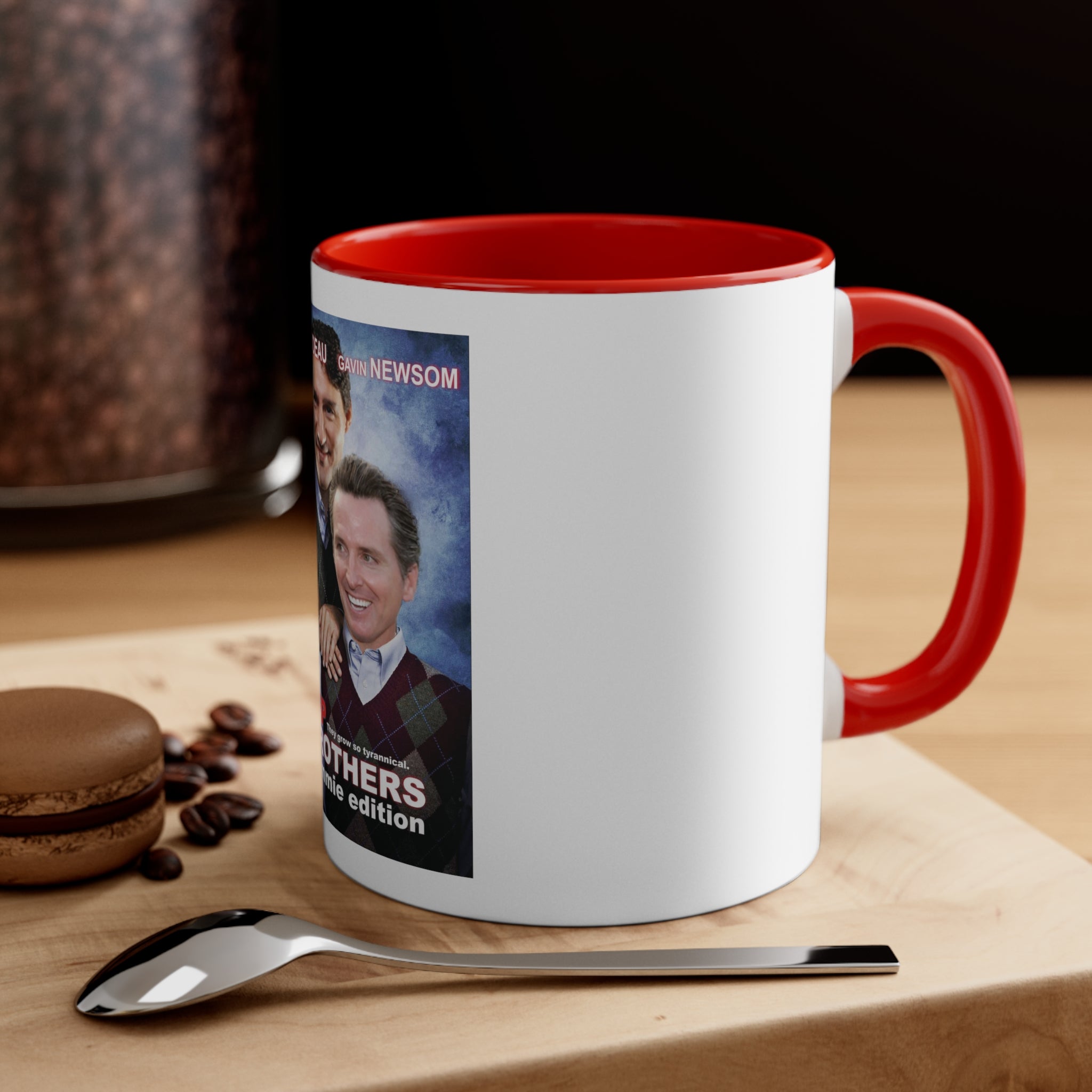 Justin Trudeau & Gavin Newsom Are Step Brothers Accent Coffee Mug, 11oz