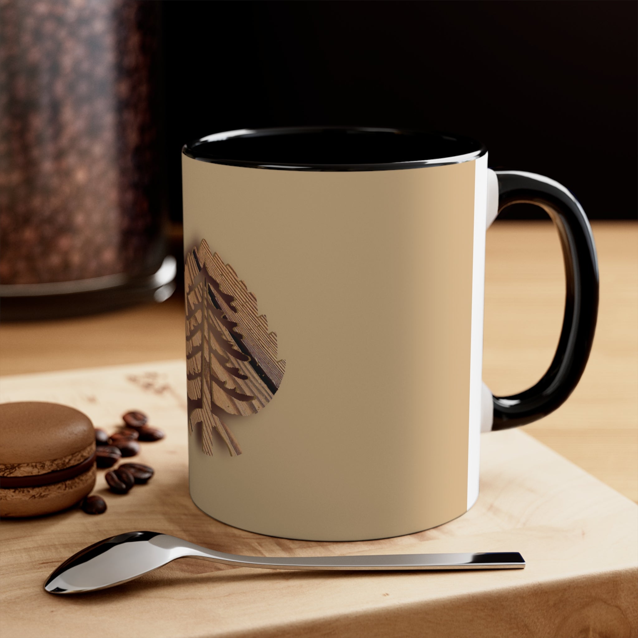 Wooden Tree Logo Accent Coffee Mug, 11oz