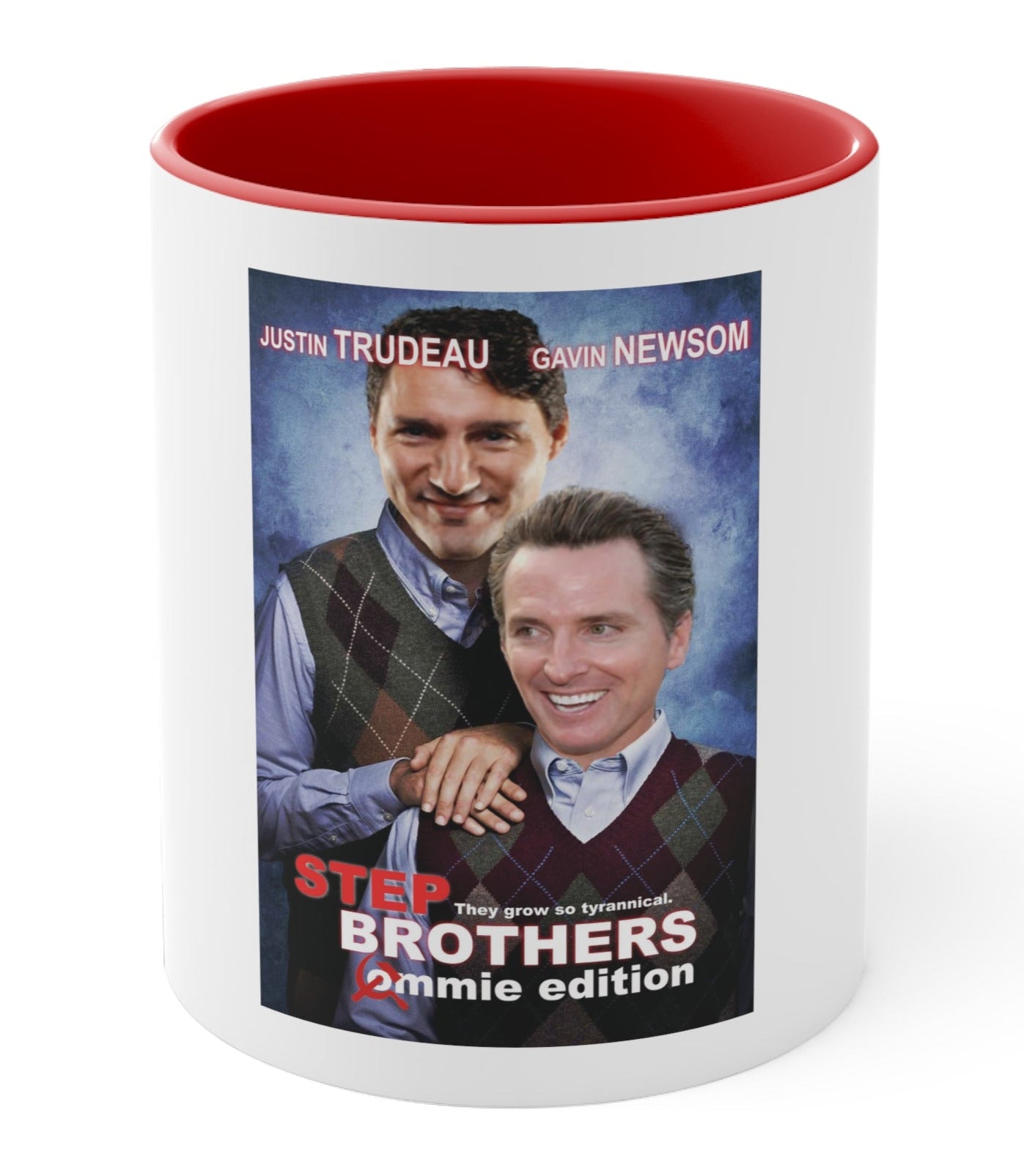 Justin Trudeau & Gavin Newsom Are Step Brothers Accent Coffee Mug, 11oz