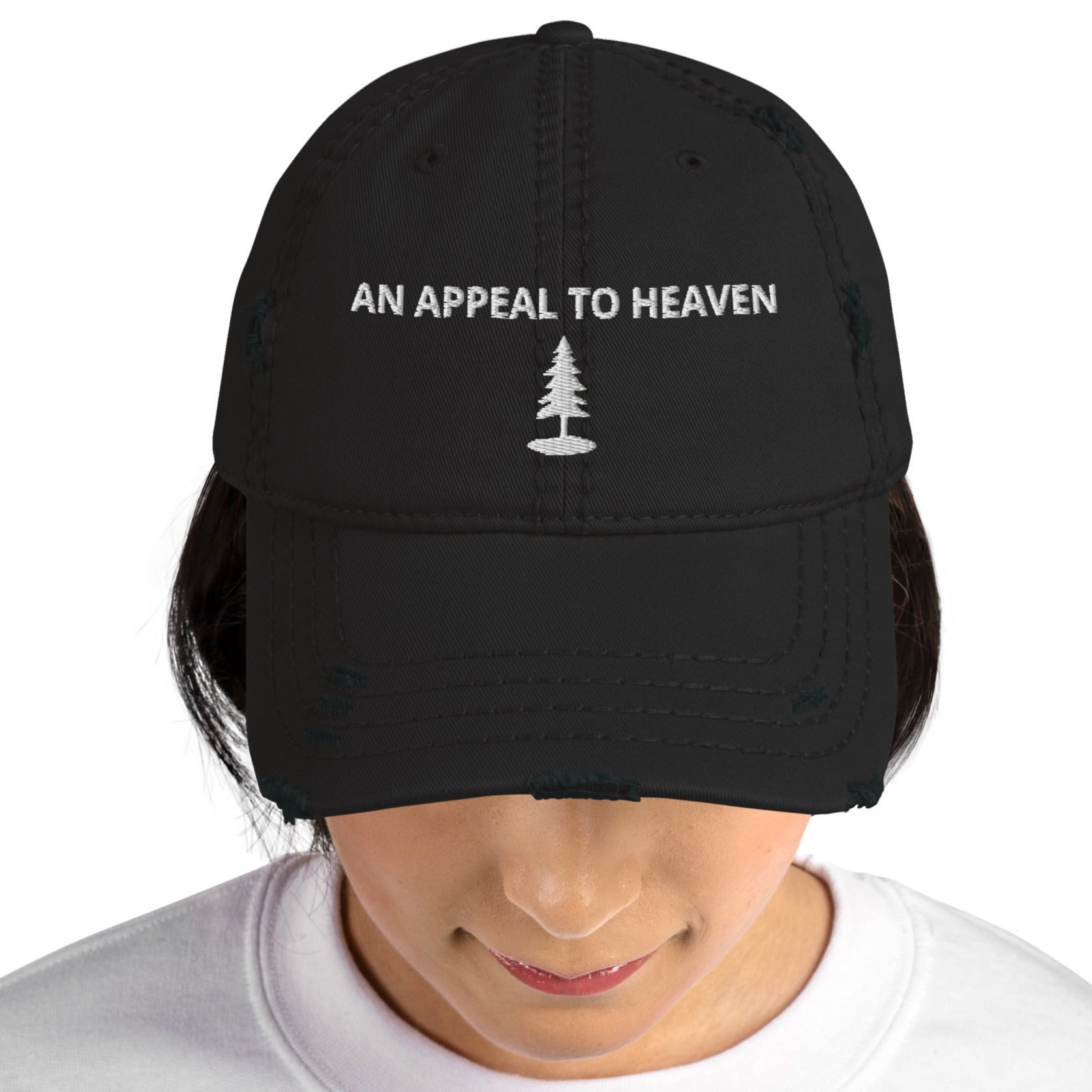 Distressed Black & White An Appeal To Heaven Embroidered Dad Hat