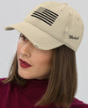 'Merica US Flag Black 1776 Embroidered Distressed Dad Hat