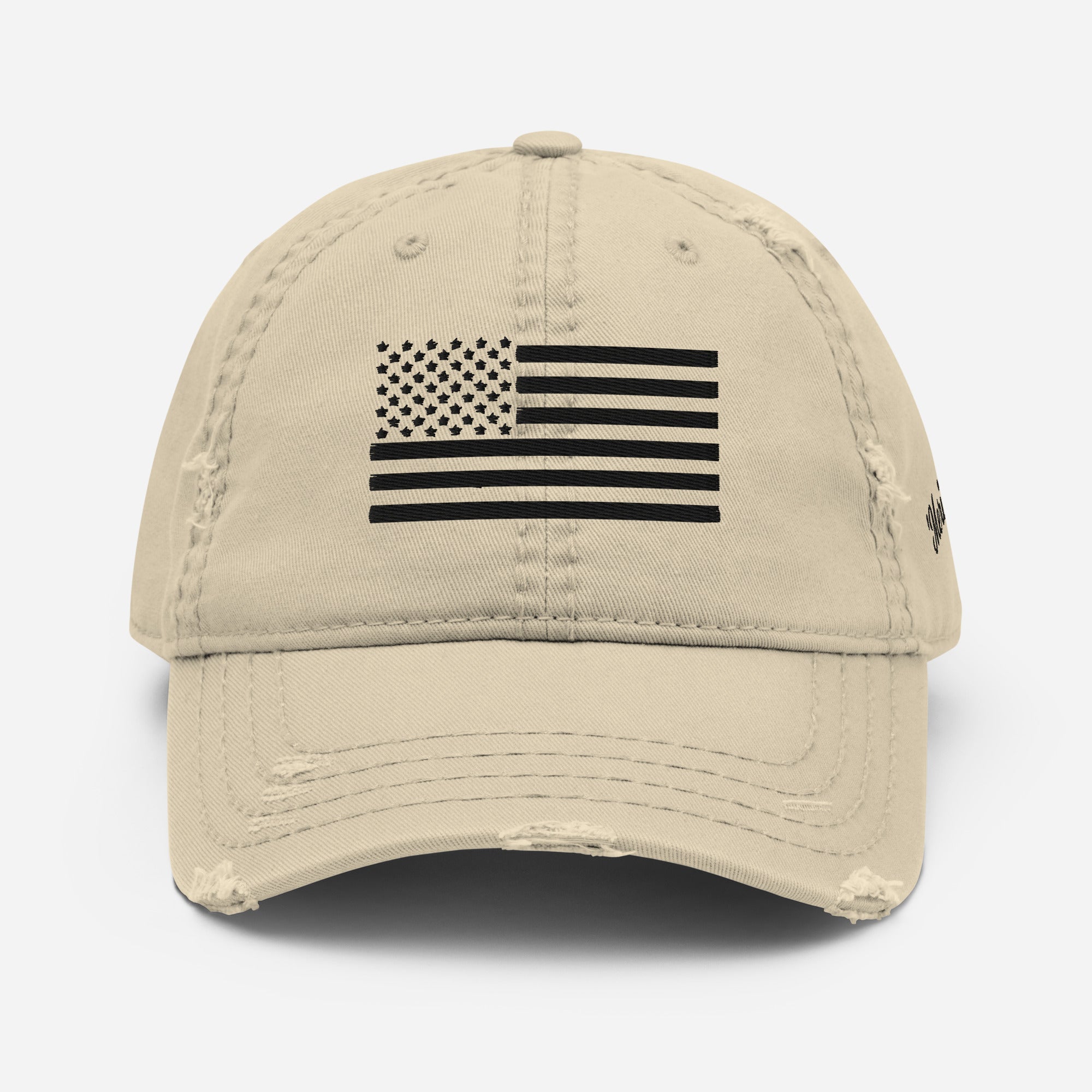 'Merica US Flag Black 1776 Embroidered Distressed Dad Hat