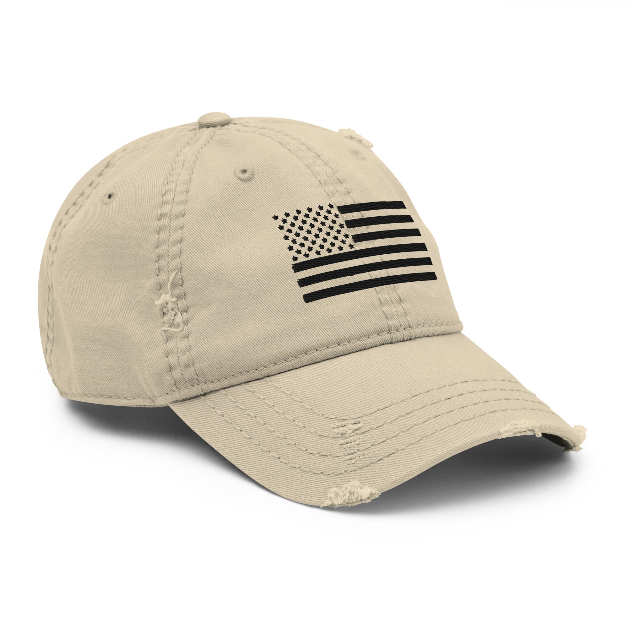 'Merica US Flag Black 1776 Embroidered Distressed Dad Hat